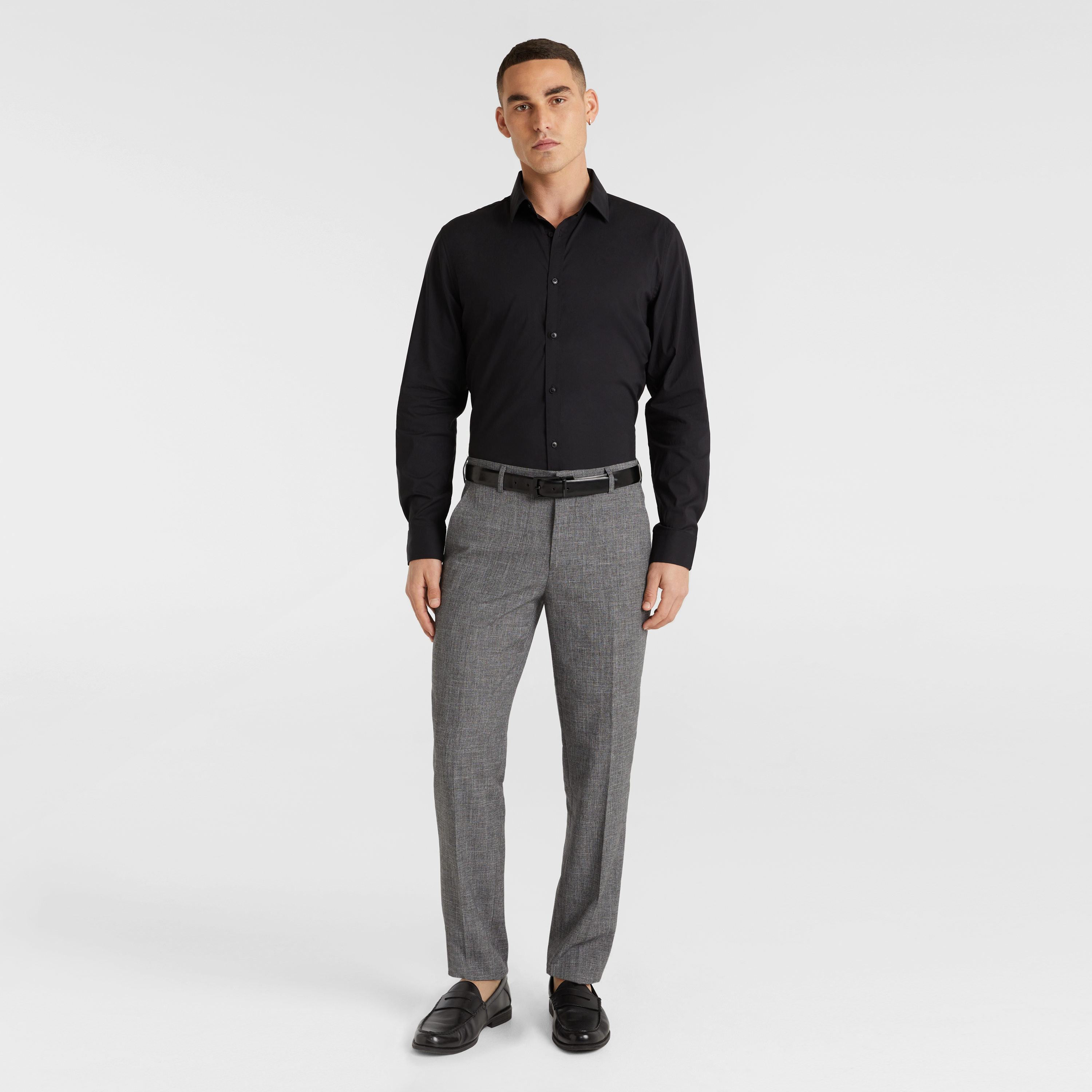 mens skinny black shirt