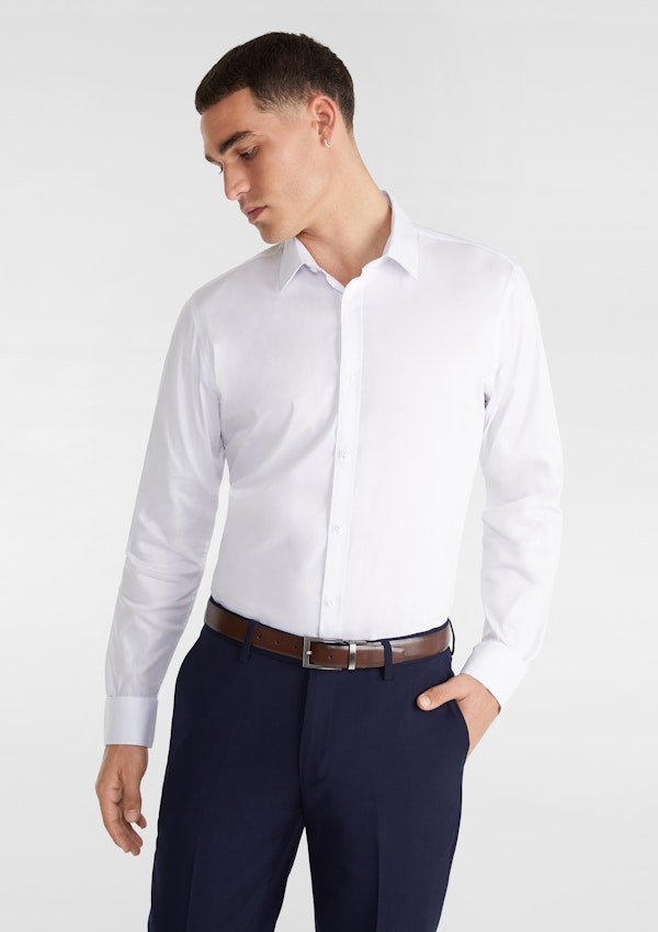 White Plain Stretch Slim Dress Shirt | Men's Tops | yd AU