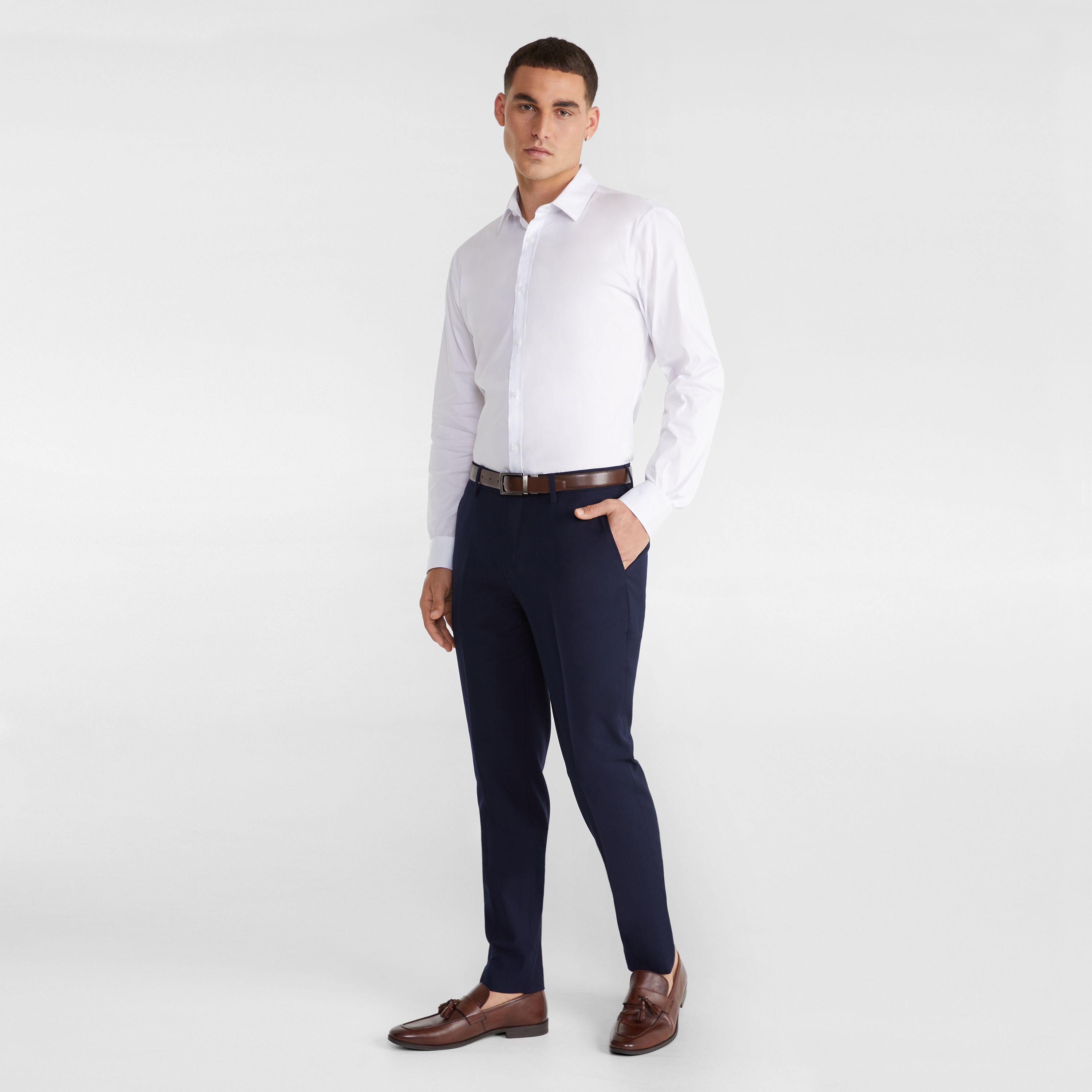 Plain Stretch Slim Dress Shirt