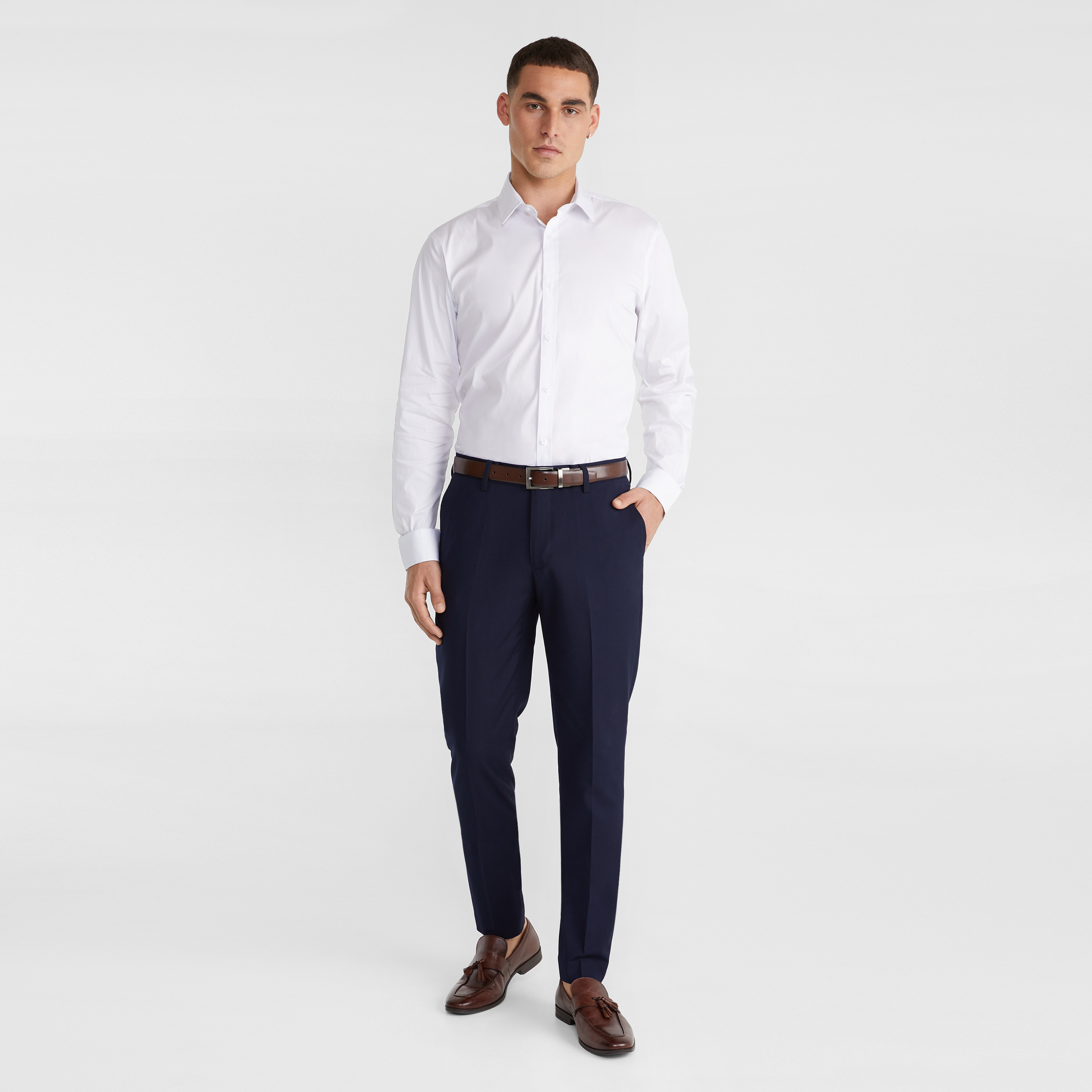 Plain Stretch Slim Dress Shirt