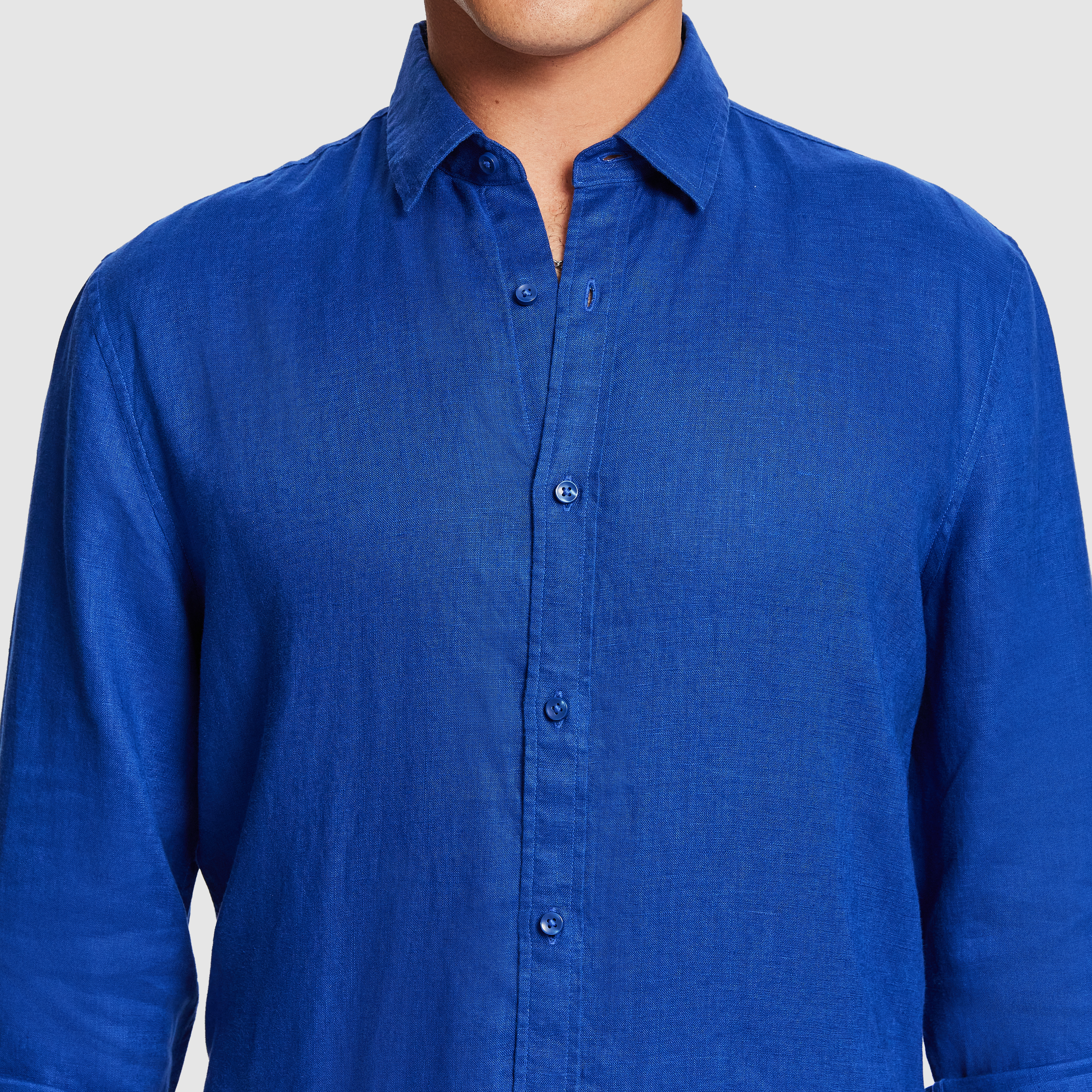 Bright Blue West Hampton Pure Linen Shirt