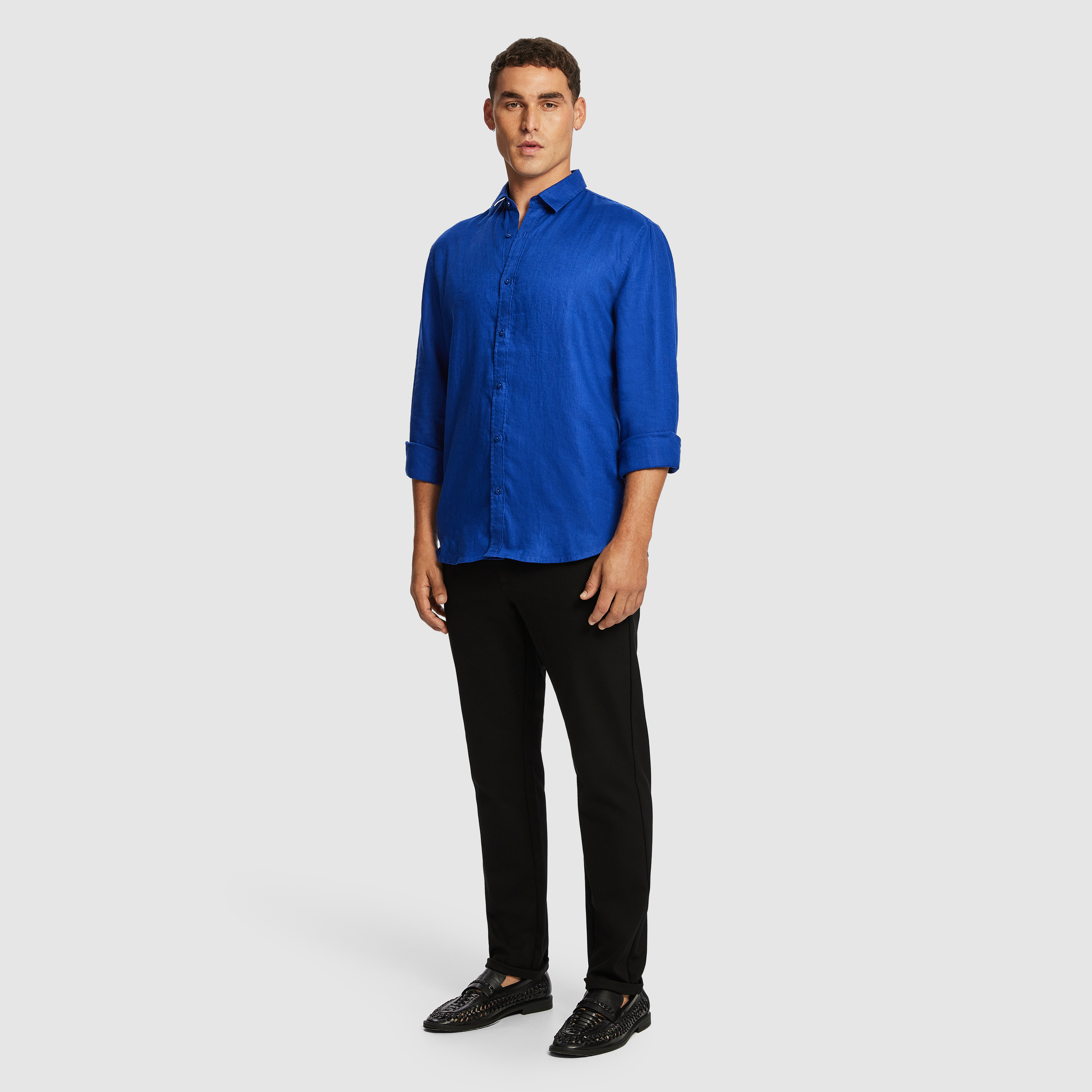 Bright Blue West Hampton Pure Linen Shirt