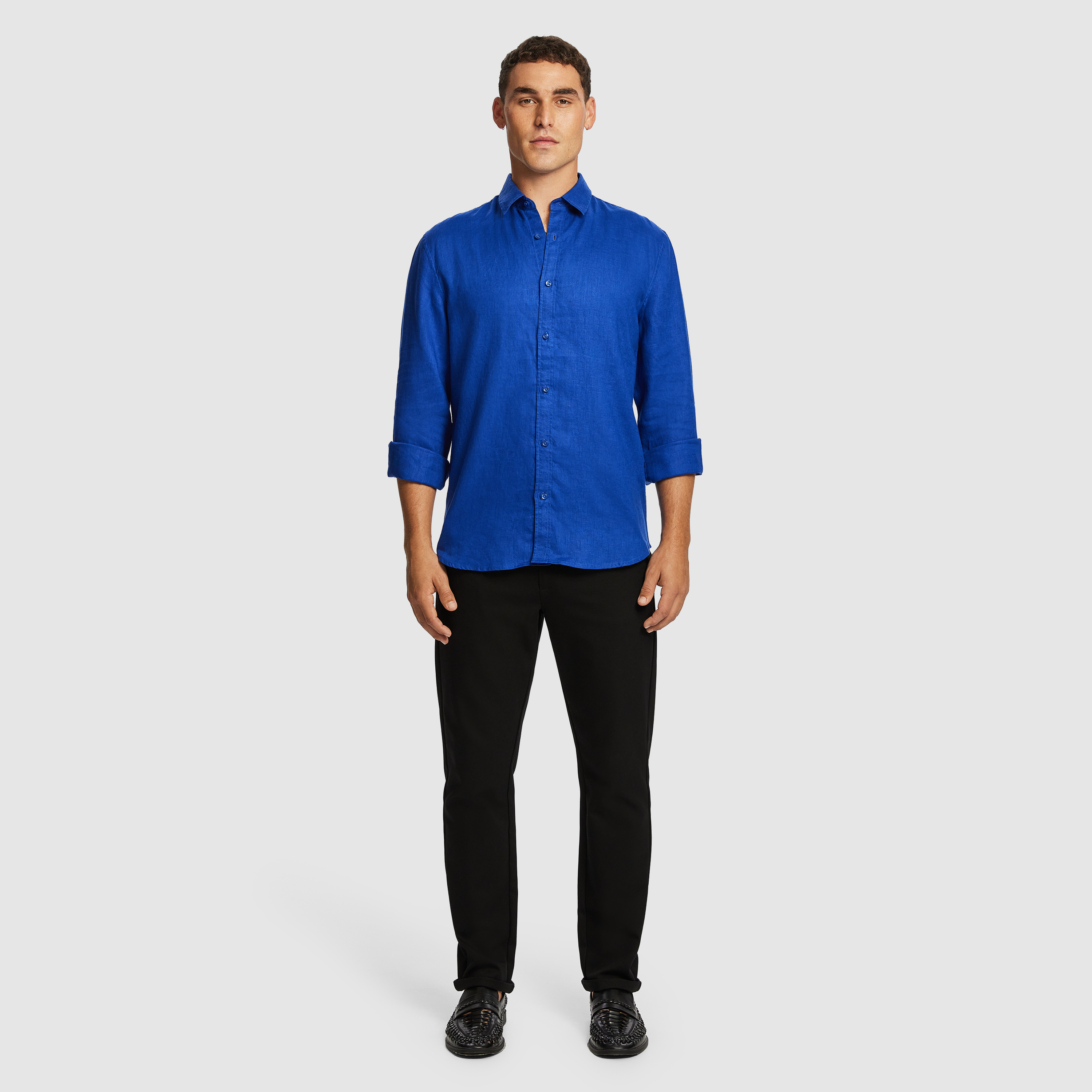 Bright Blue West Hampton Pure Linen Shirt