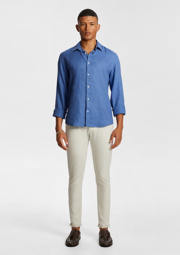 Denim Blue West Hampton Pure Linen Shirt