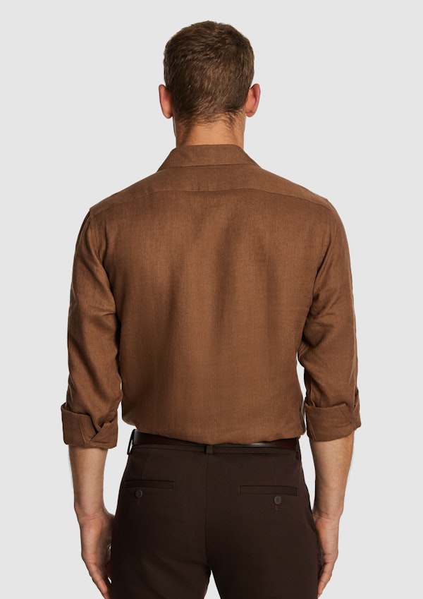 Mid Brown West Hampton Pure Linen Shirt