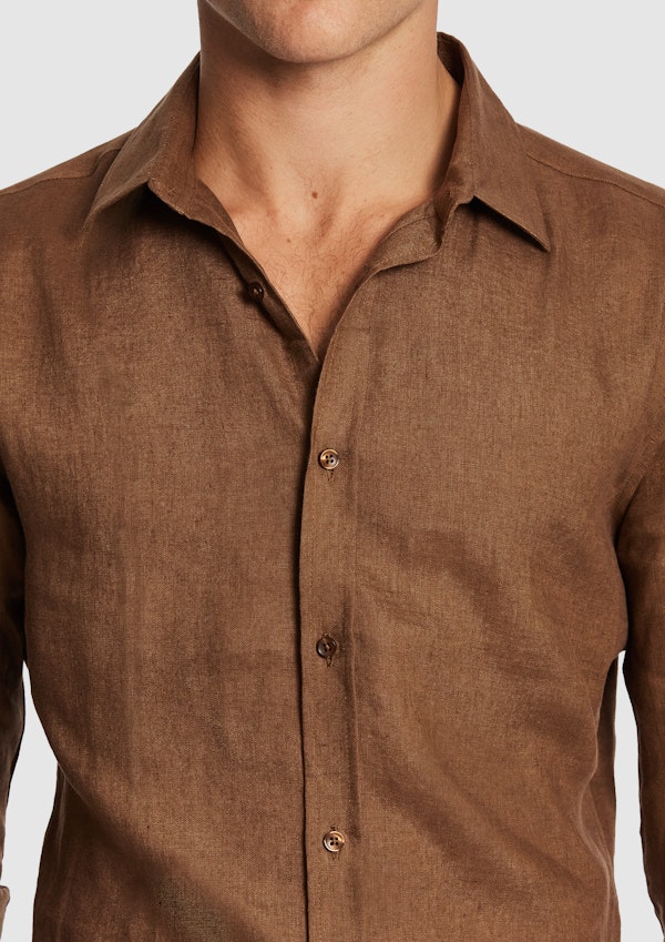Mid Brown West Hampton Pure Linen Shirt