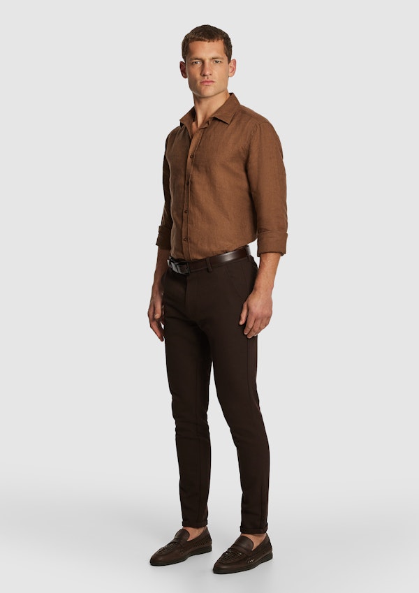 Mid Brown West Hampton Pure Linen Shirt
