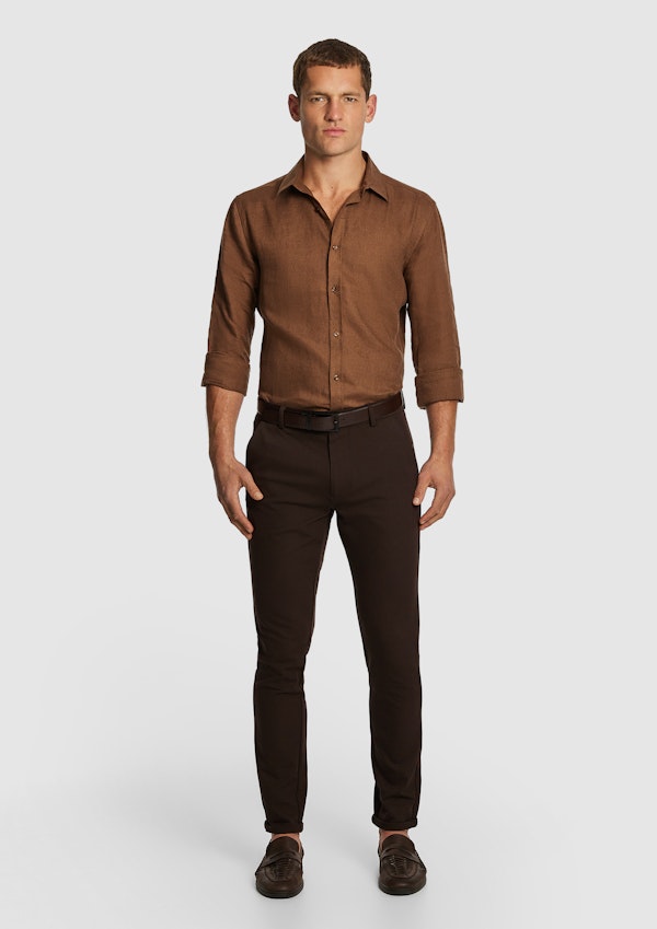 Mid Brown West Hampton Pure Linen Shirt