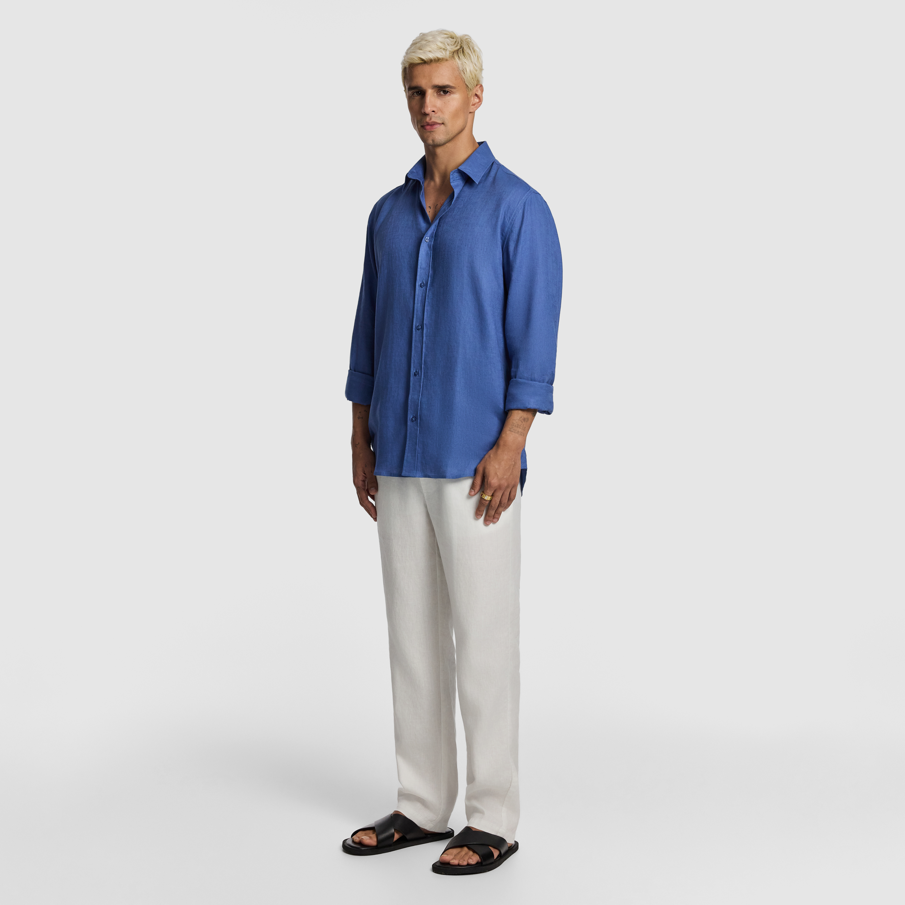 Vintage Blue West Hampton Pure Linen Shirt