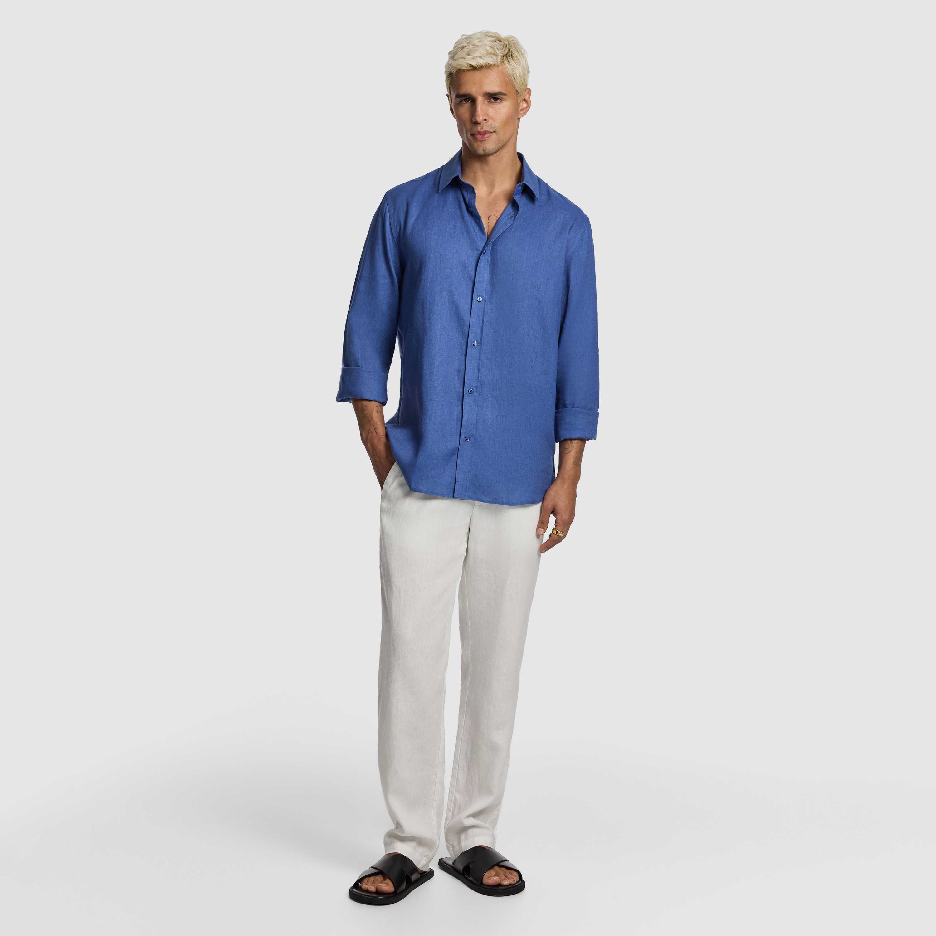 Vintage Blue West Hampton Pure Linen Shirt