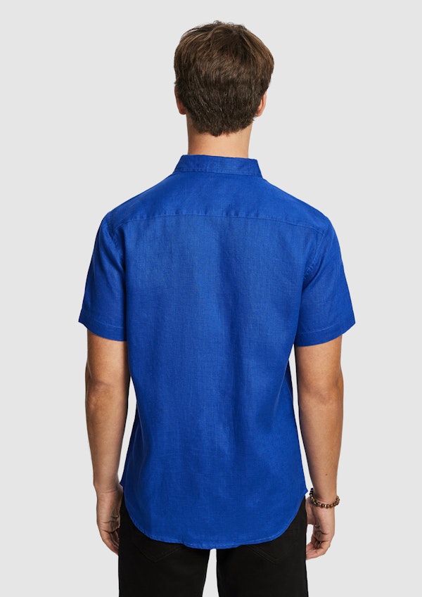 Bright Blue Lewis Pure Linen Shirt