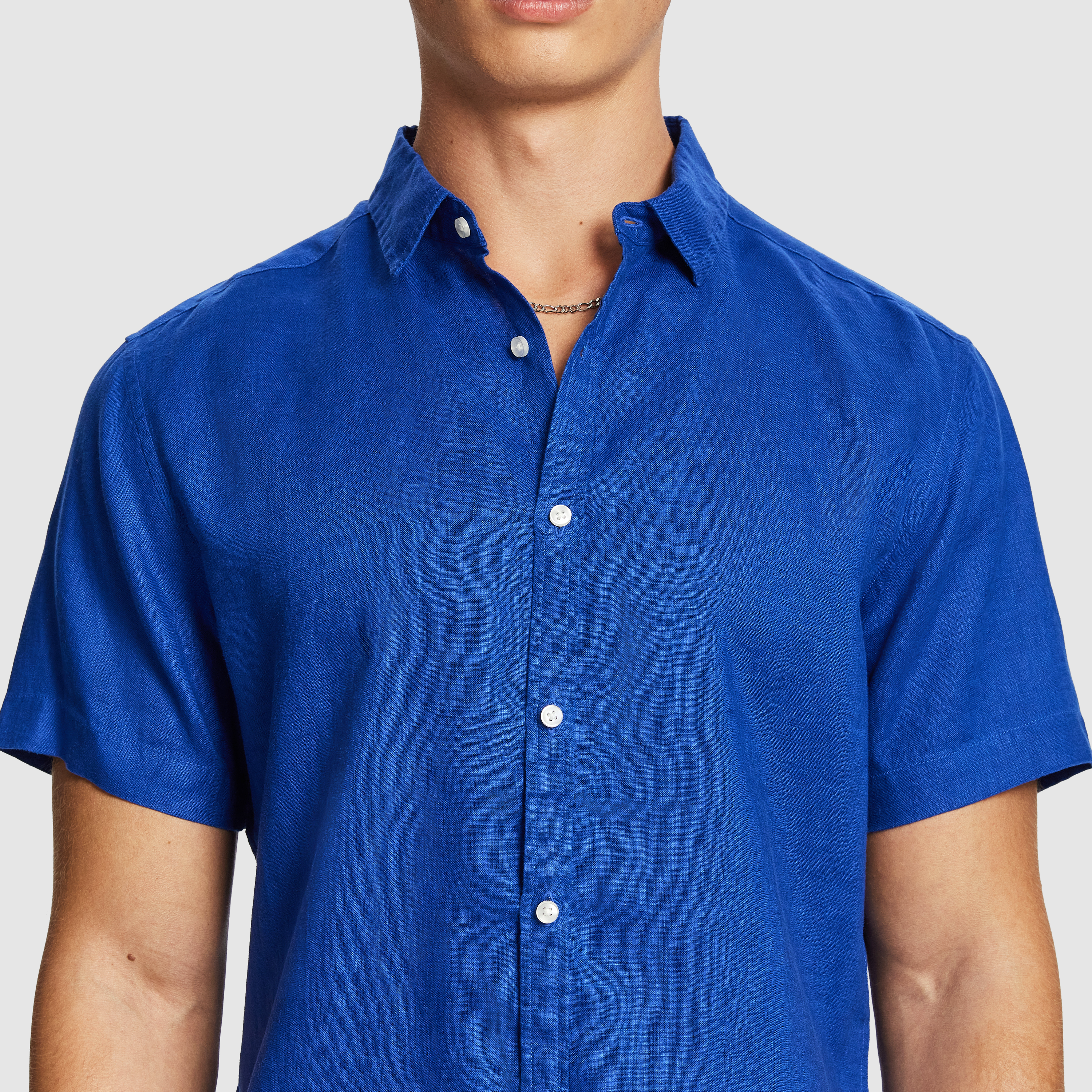 Bright Blue Lewis Pure Linen Shirt