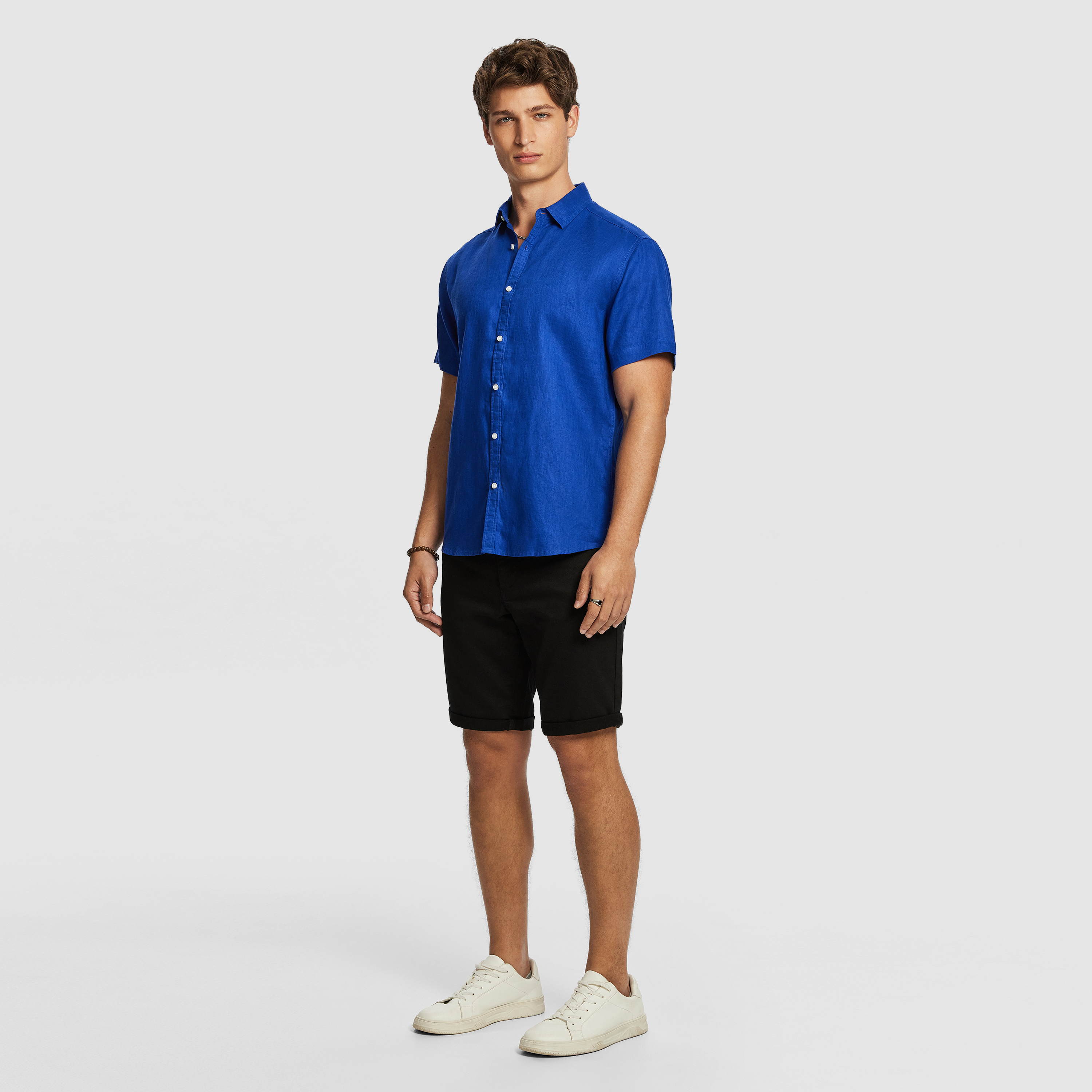 Bright Blue Lewis Pure Linen Shirt