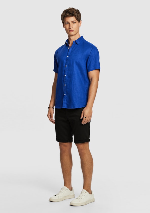Bright Blue Lewis Pure Linen Shirt