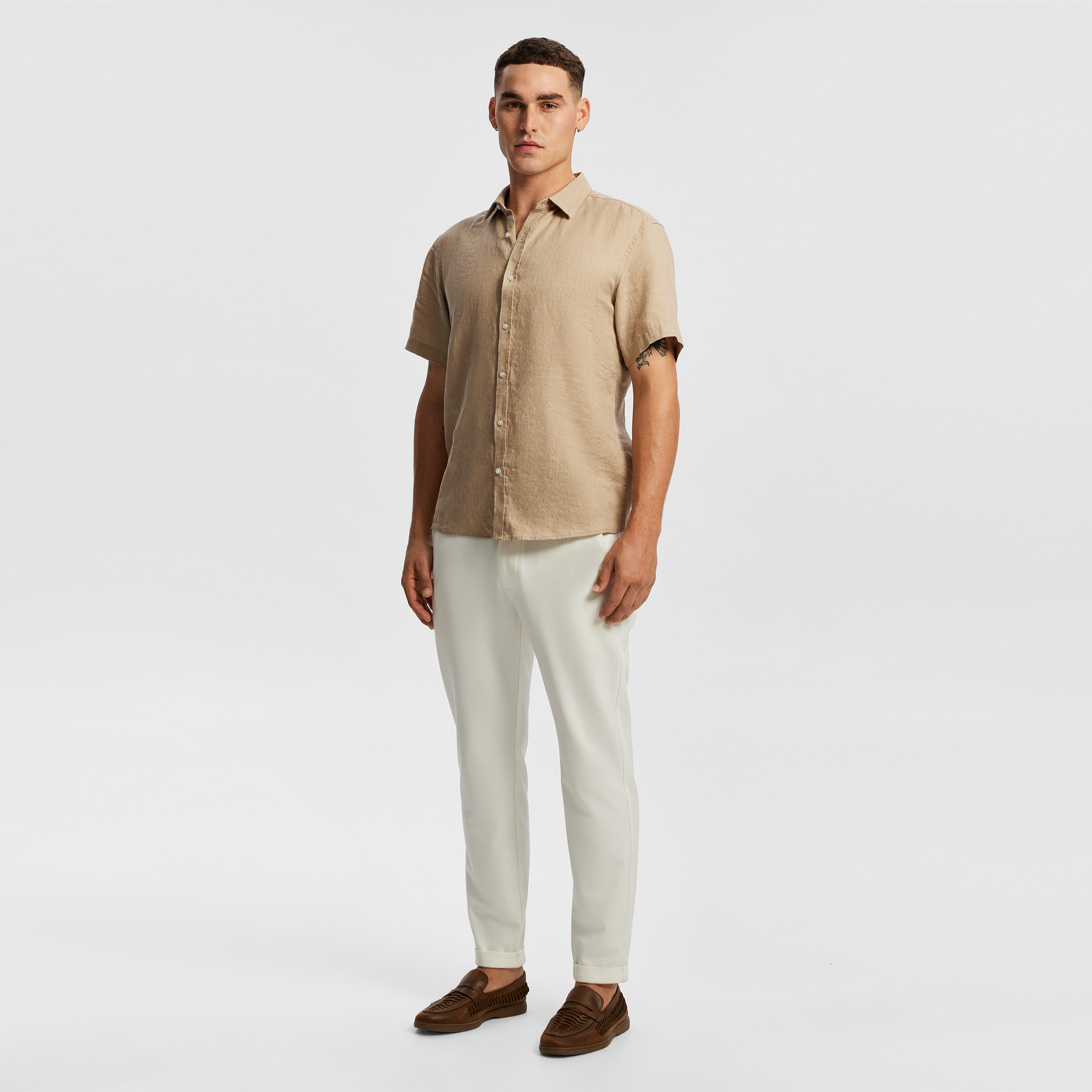 Mocha Lewis Pure Linen Shirt