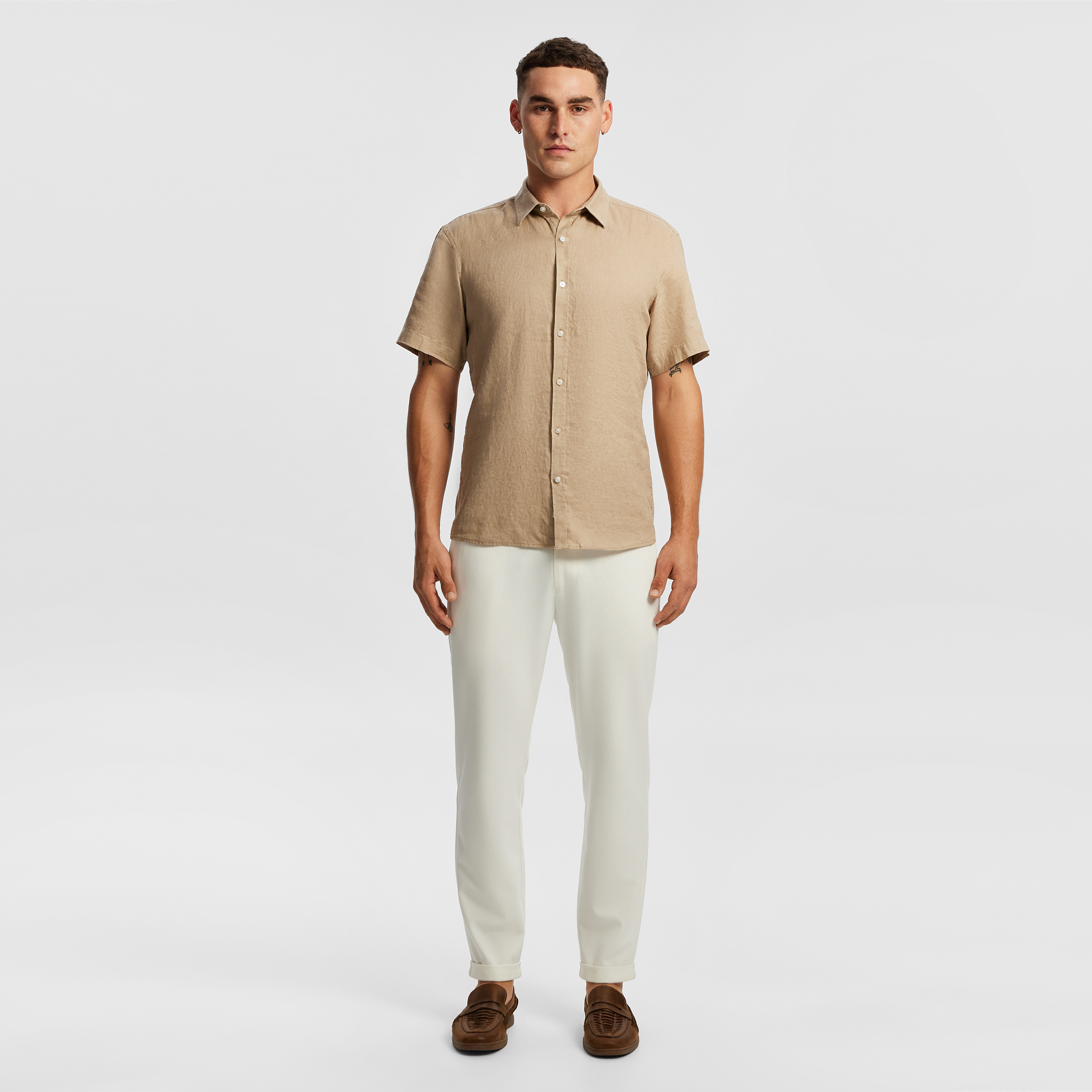 Mocha Lewis Pure Linen Shirt