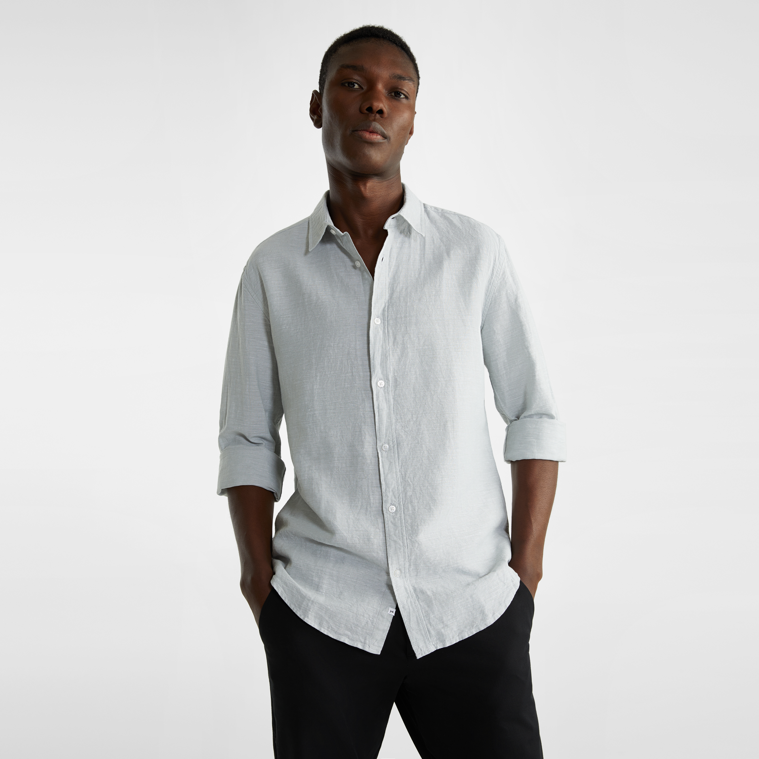Green New England Linen Blend Shirt 