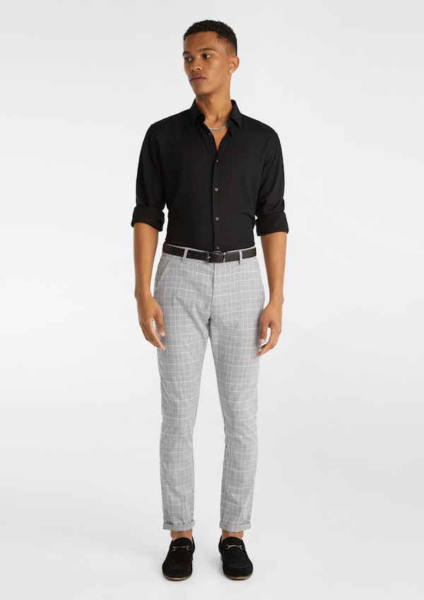 Black Santana Check Skinny Chinos