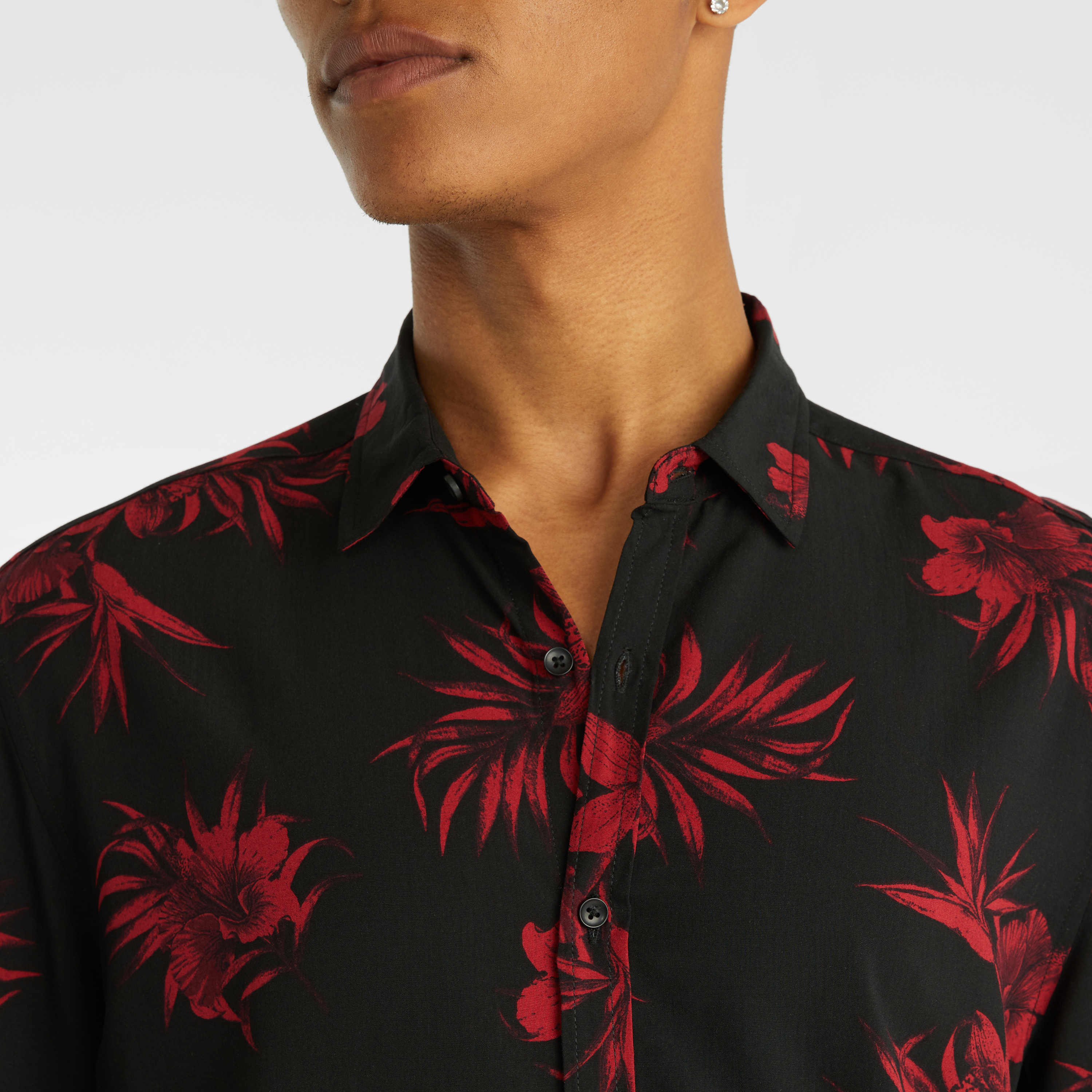 Black Nico Viscose Floral Shirt | Men's 