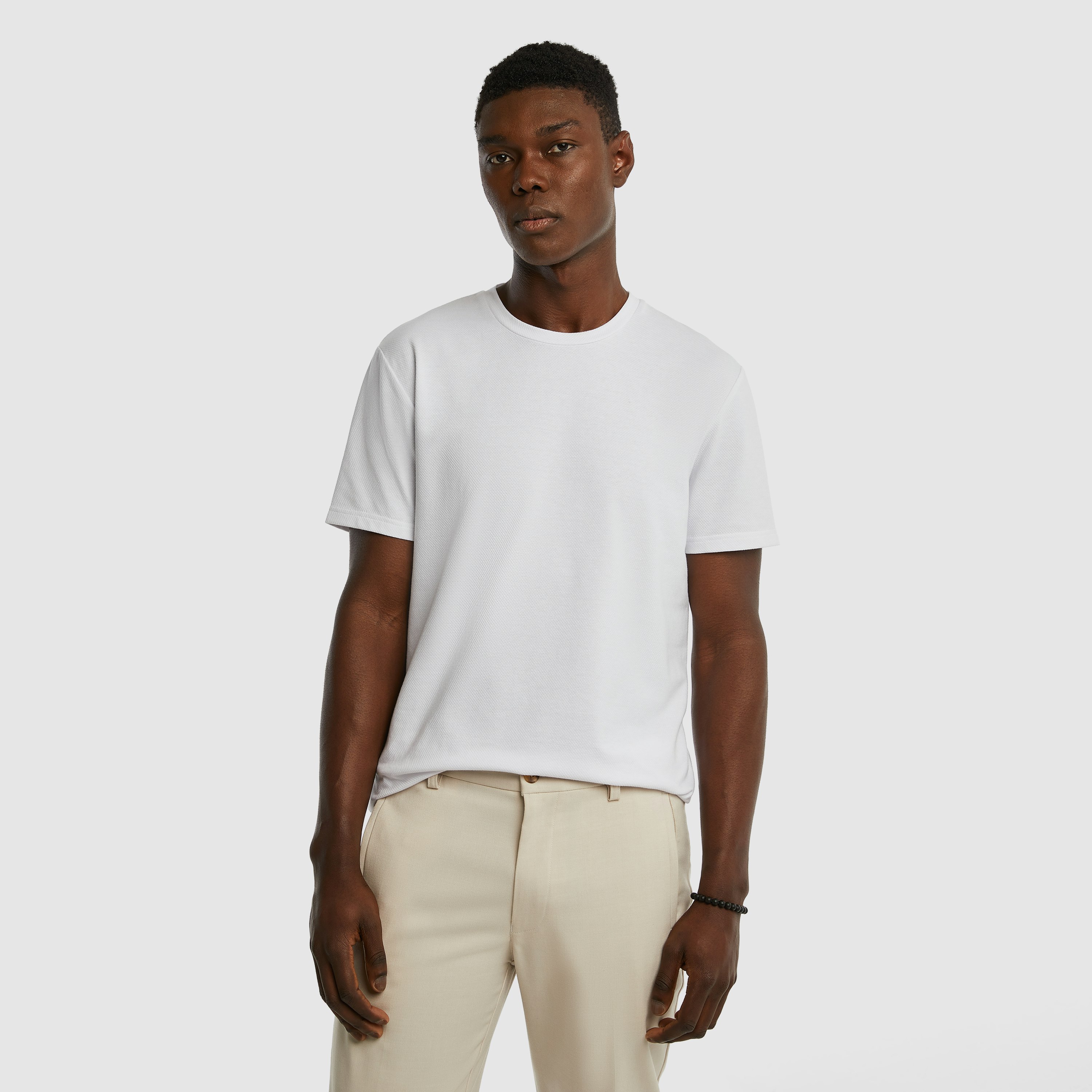 White Wellington Textured Tee | Men's Tops | yd AU