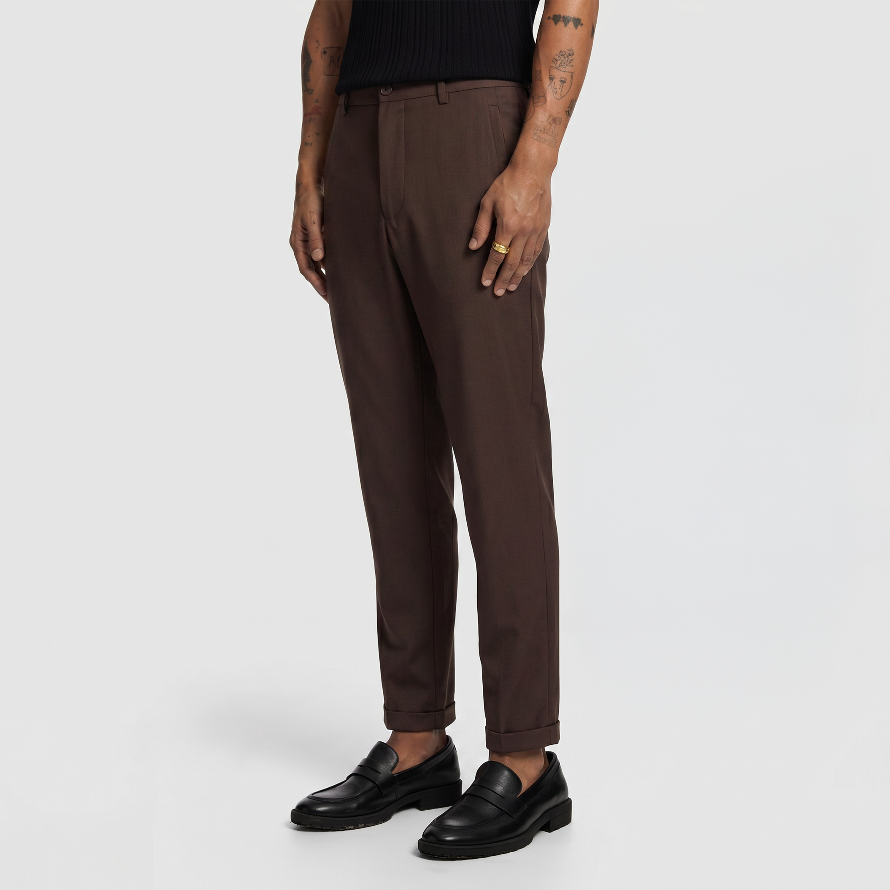 Chocolate Kent Cropped Chinos
