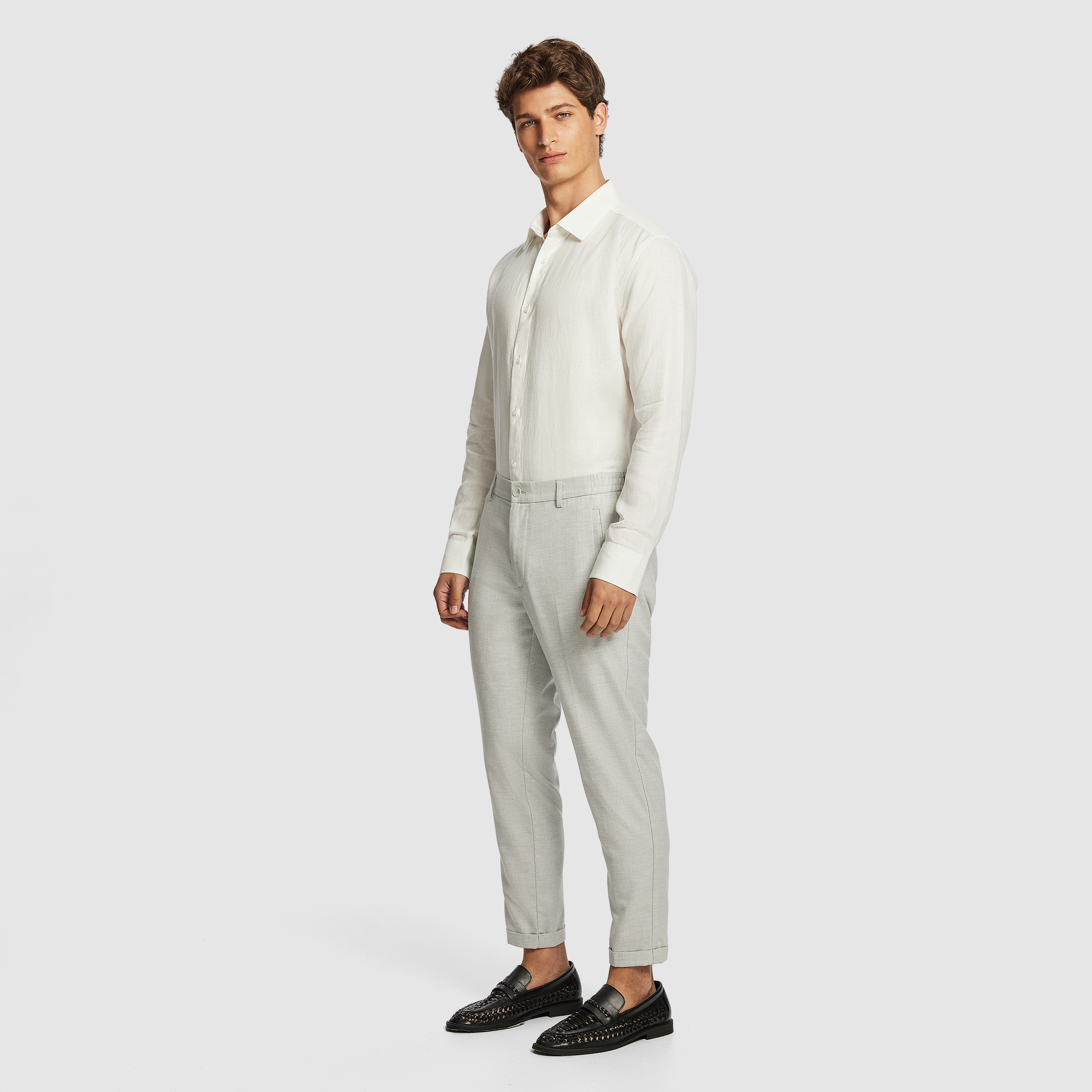 Ice Grey Kent Cropped Chinos