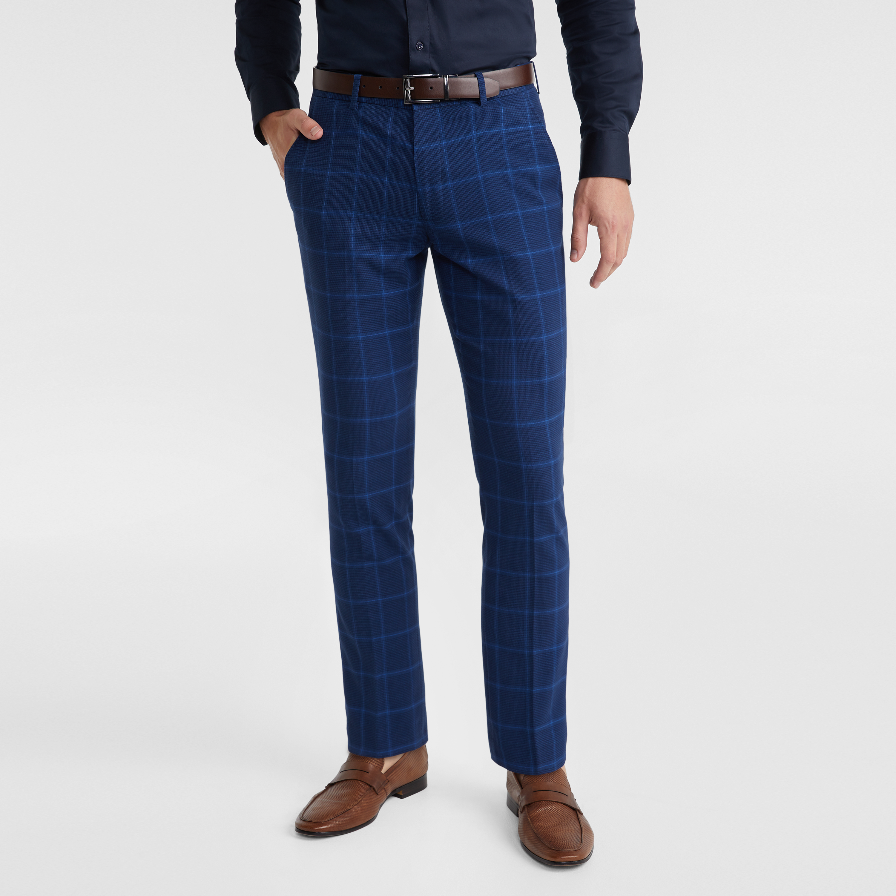 Blue Wolfe Check Slim Dress Pant | Men 