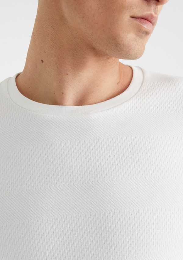 White Self Stripe Super Stretch Textured Tee