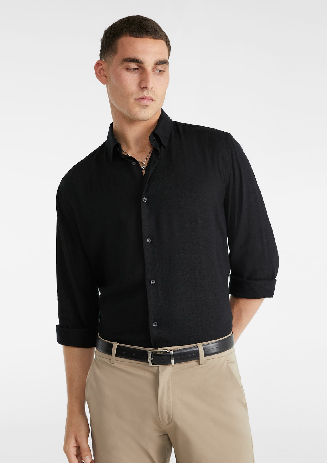 Black Vincent Viscose Blend Shirt