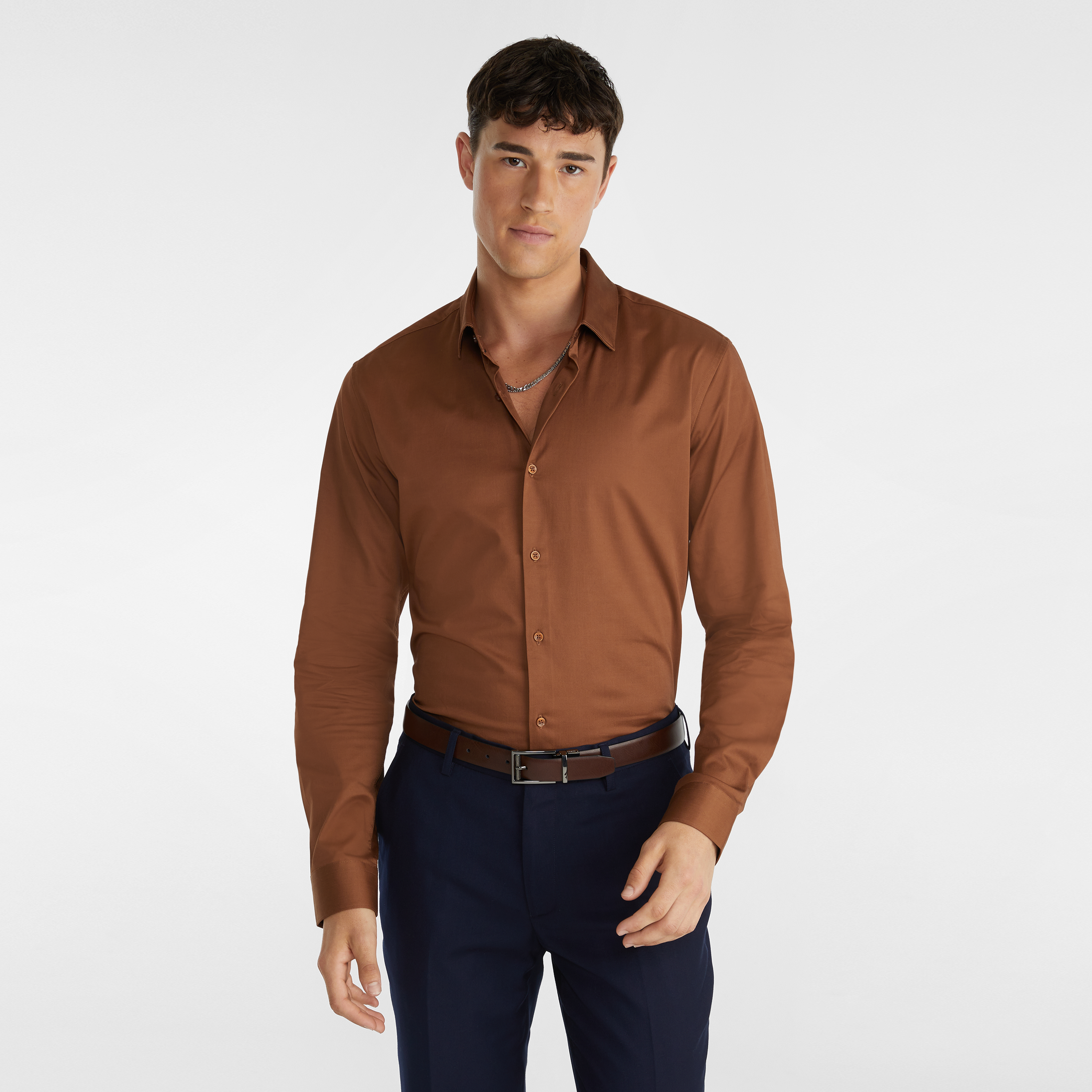 Rust Portsea Slim Shirt | Men's Tops 