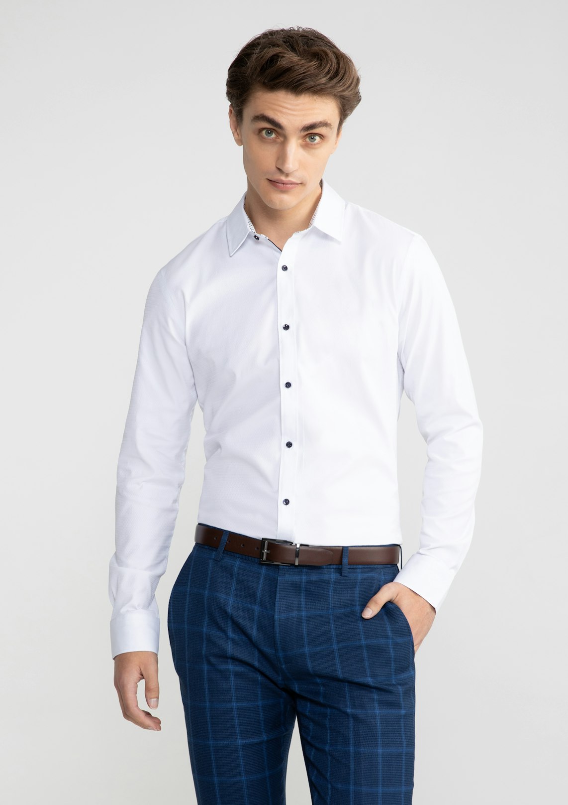 White Heart Textured Slim Shirt