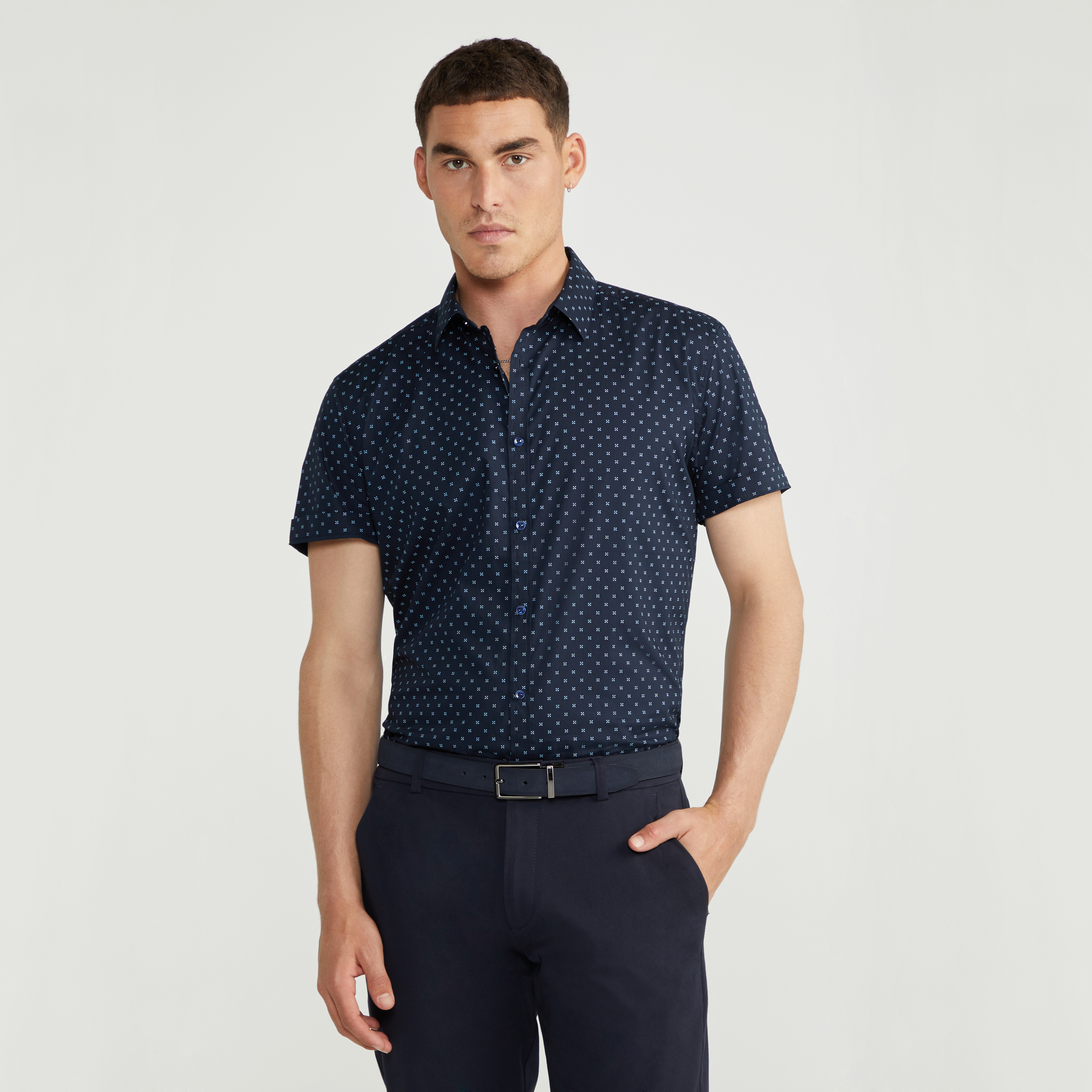 Navy Tylo Print Shirt | Men's Tops | yd NZ