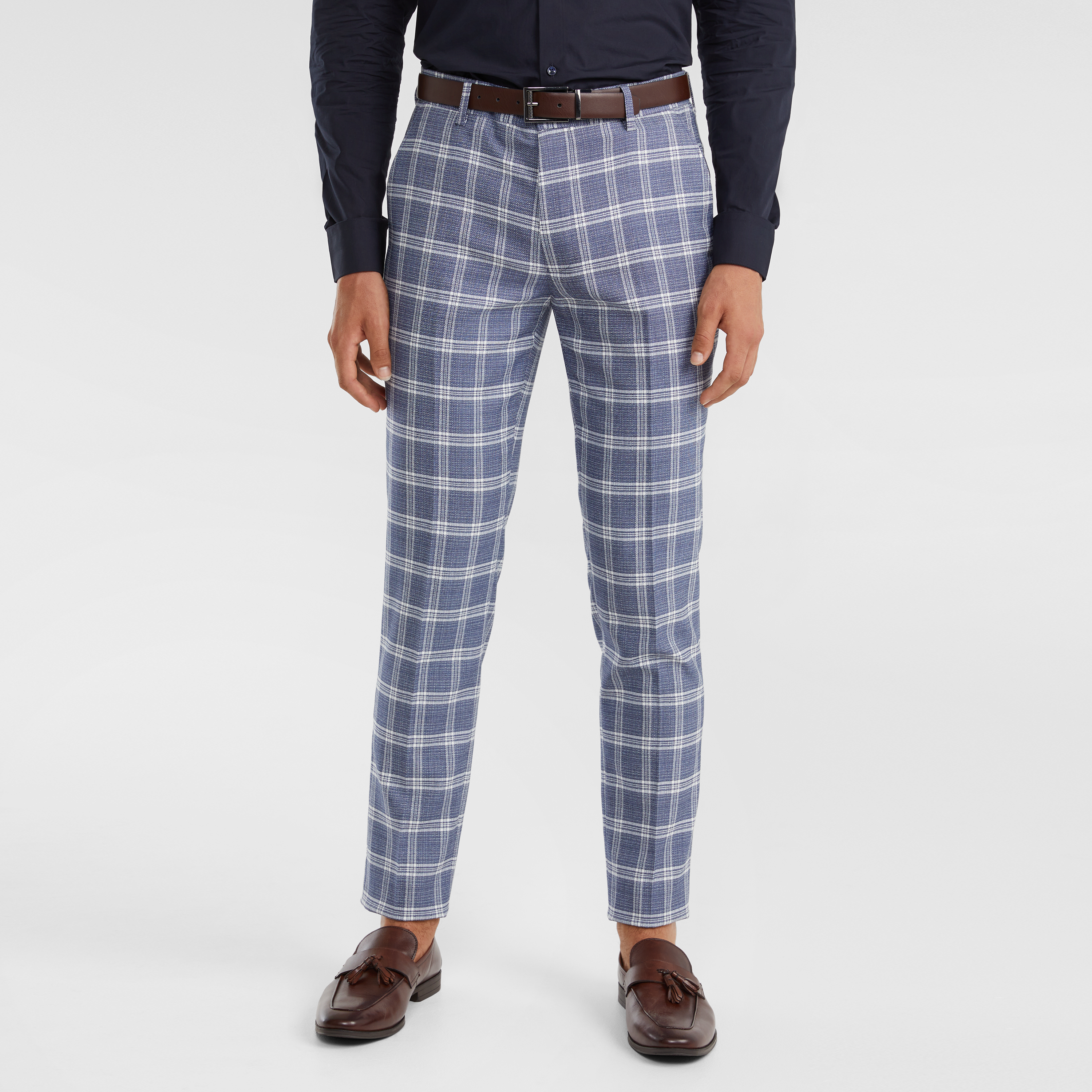 Blue Grammy Check Skinny Dress Pant 