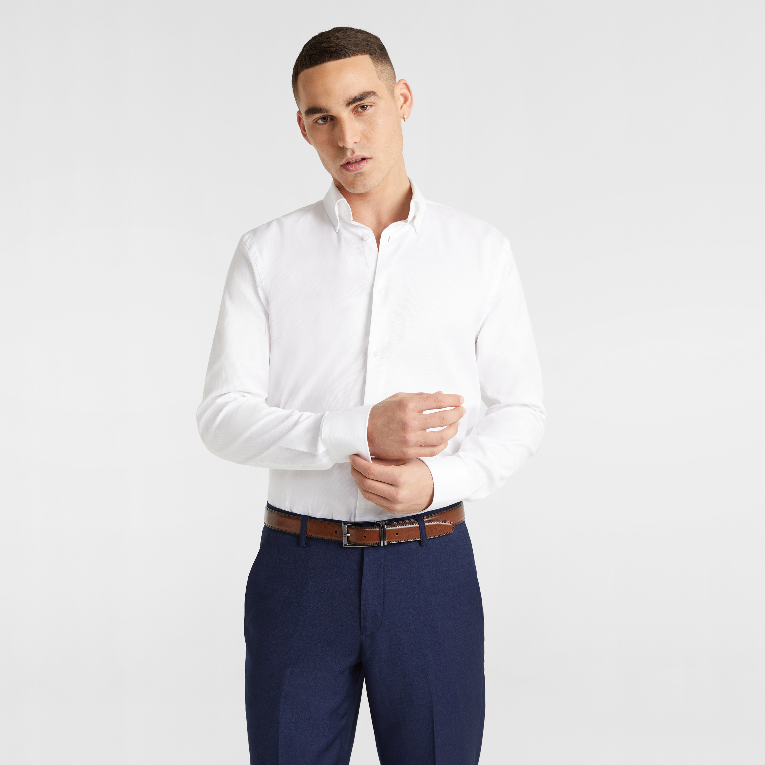 White Hamish Regular Fit Dress Shirt 