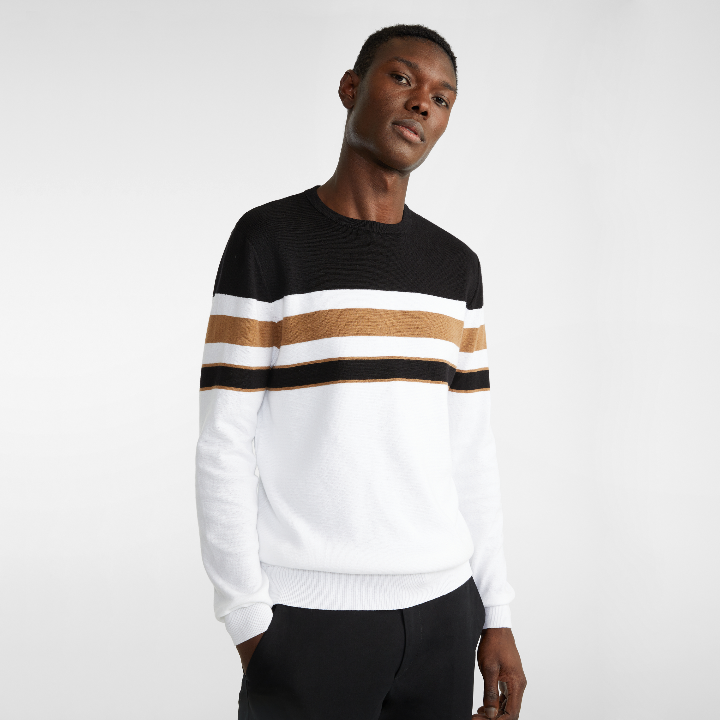 Black Jayce Crew Neck Knit Jumper | Men 