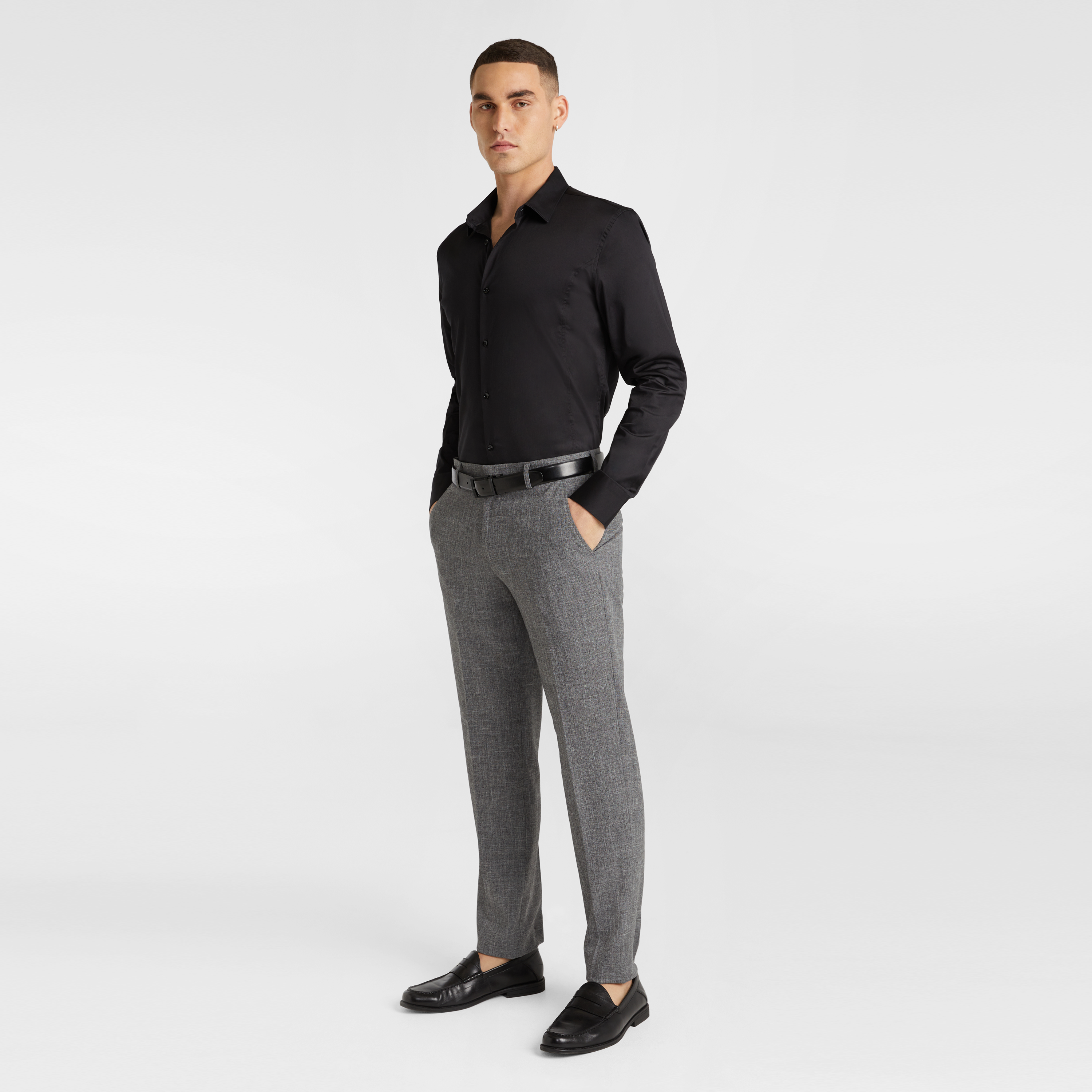 Black Hulk Plain Stretch Muscle Fit Shirt