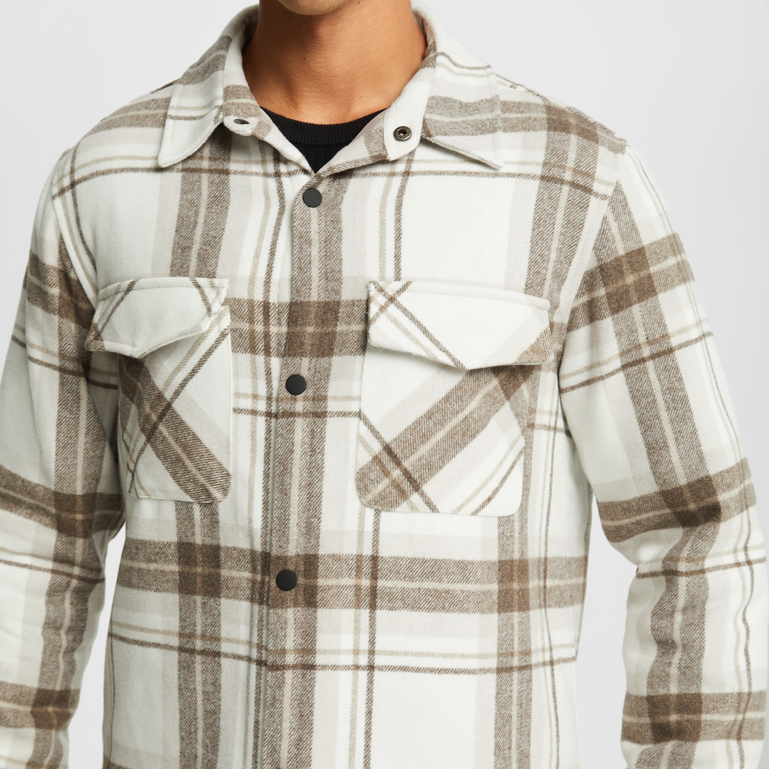 Natural Edmonton Check Shacket