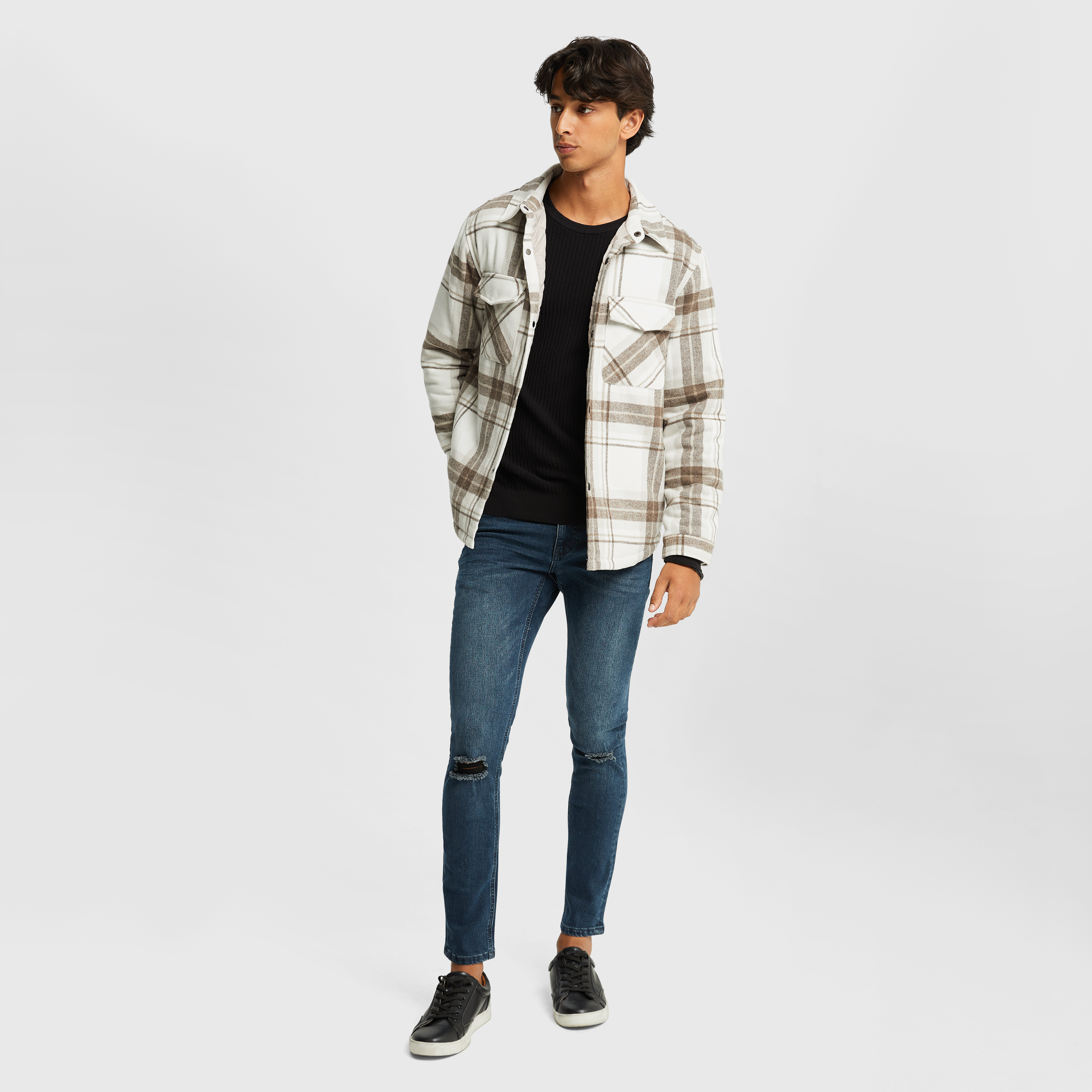 Natural Edmonton Check Shacket