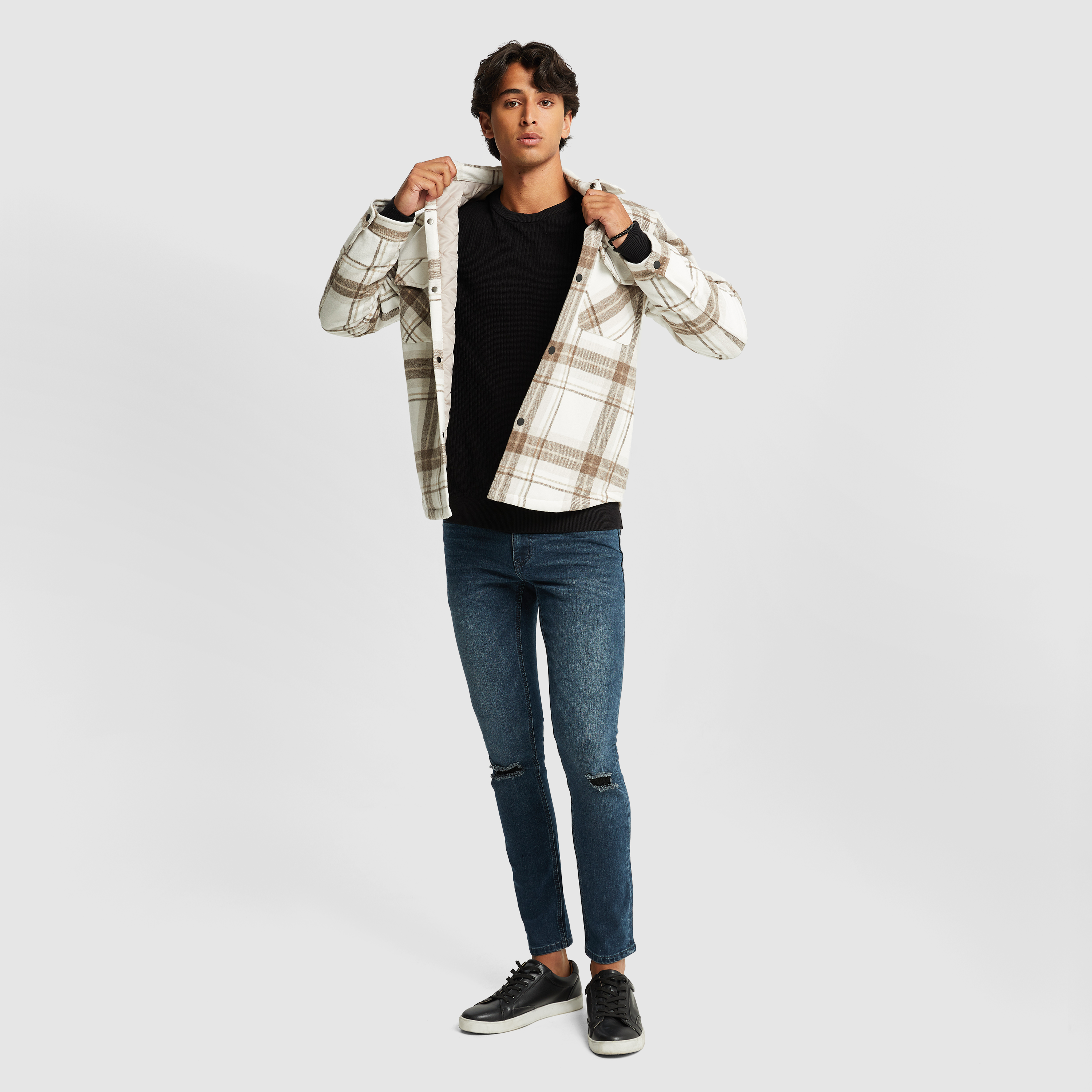 Natural Edmonton Check Shacket