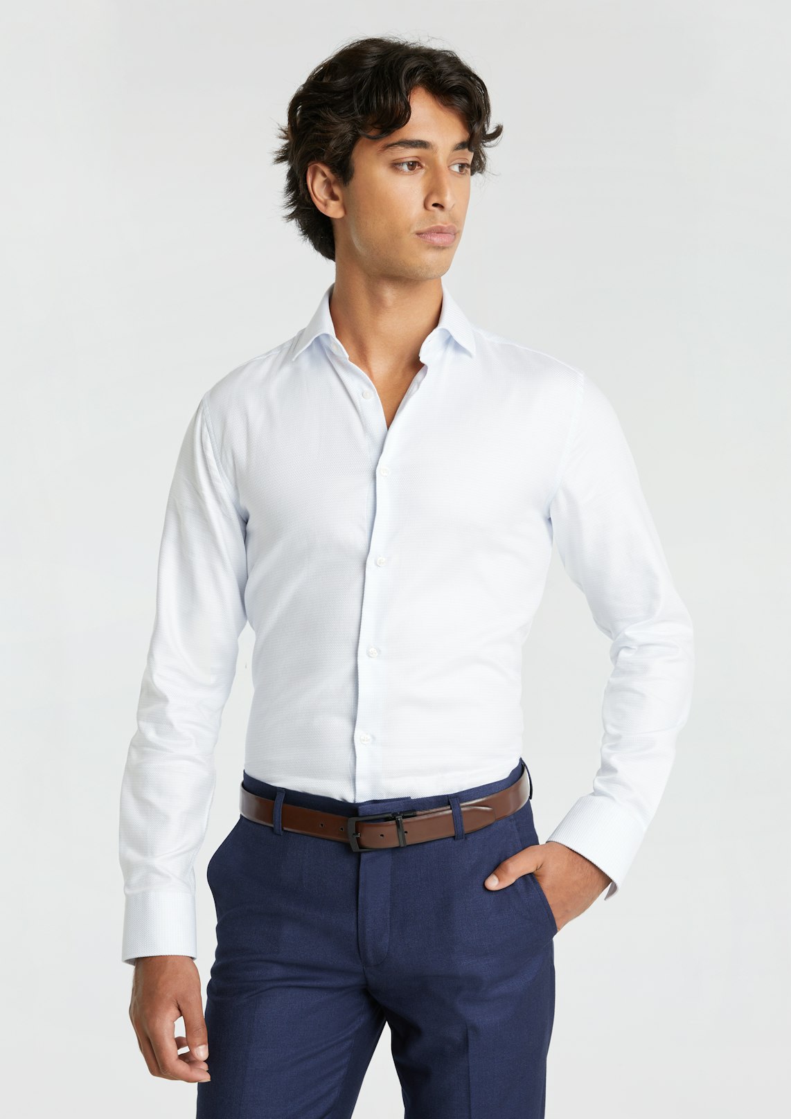 Ice Blue Altow Textured Regular Shirt | Men's Tops | yd AU