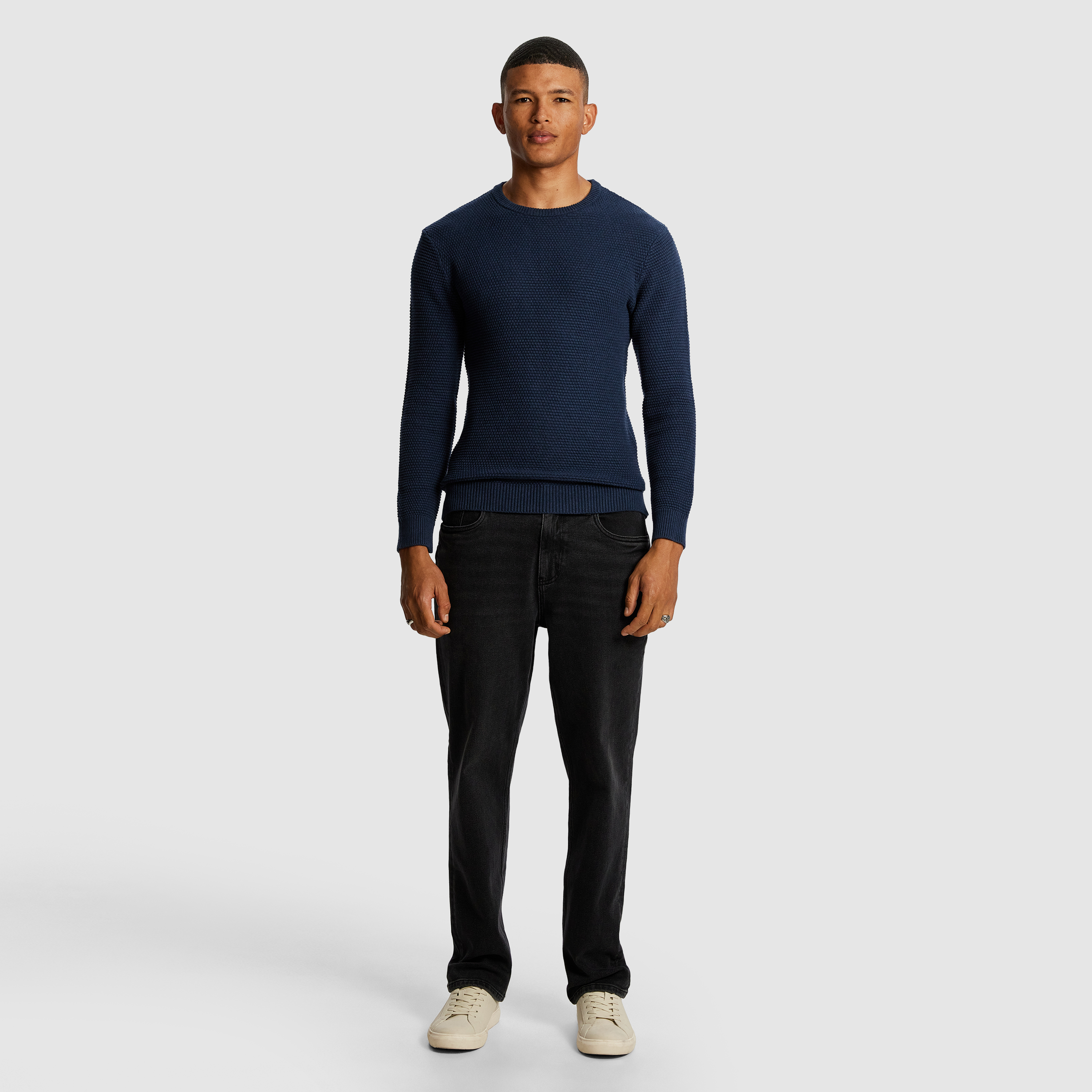 Blue Jayce Crew Neck Knit Jumper