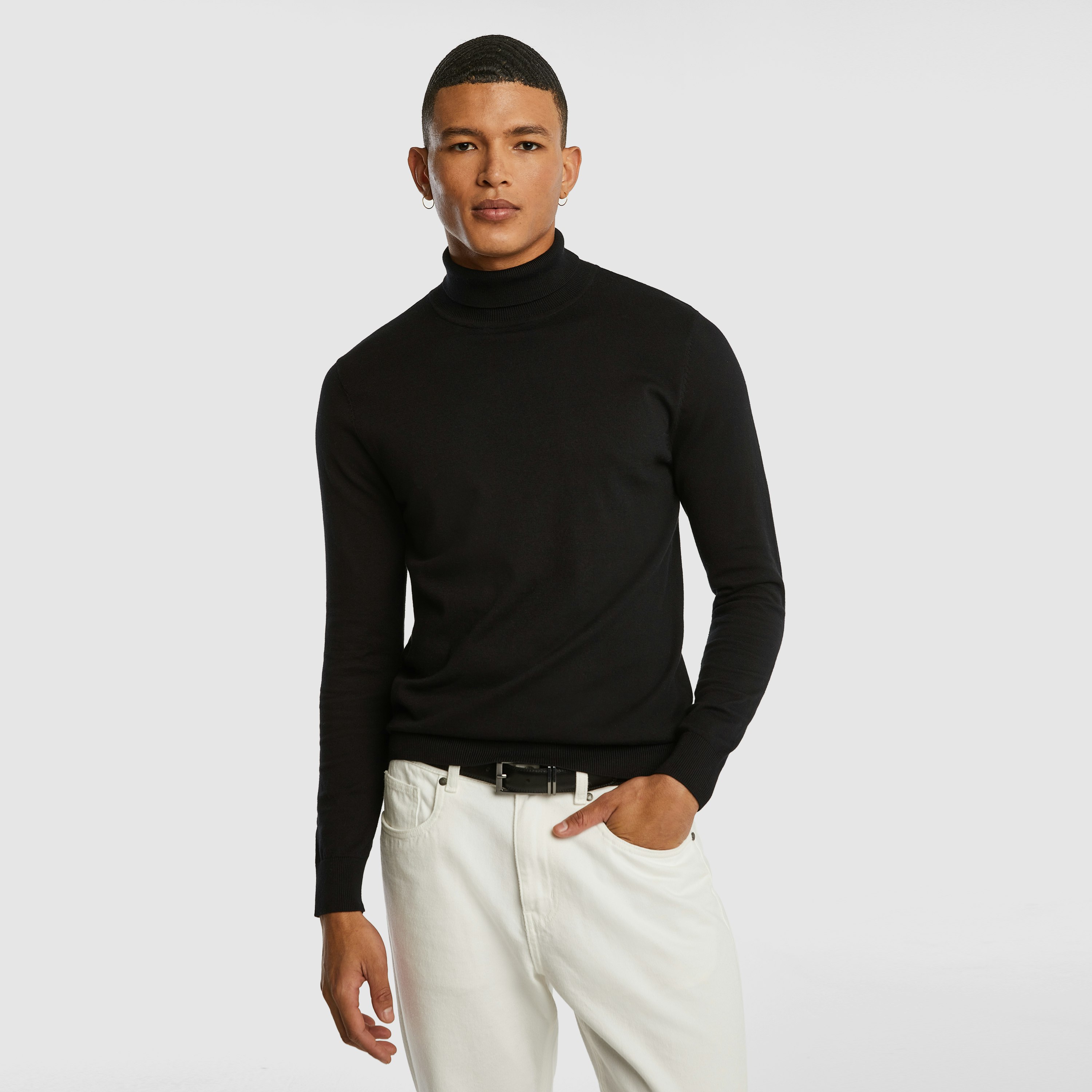 Black Gillespie Turtle Neck Knit Jumper | Men's Tops | yd AU