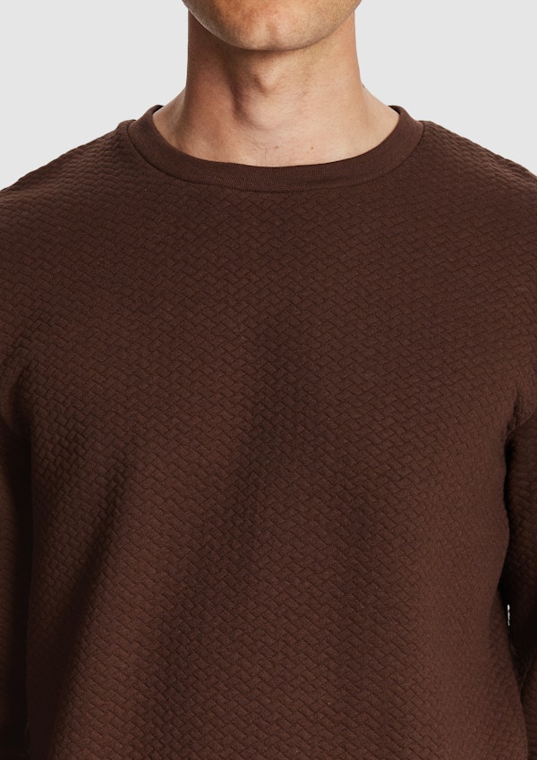 Chocolate Tech Crew Neck Textured Sweatshirt