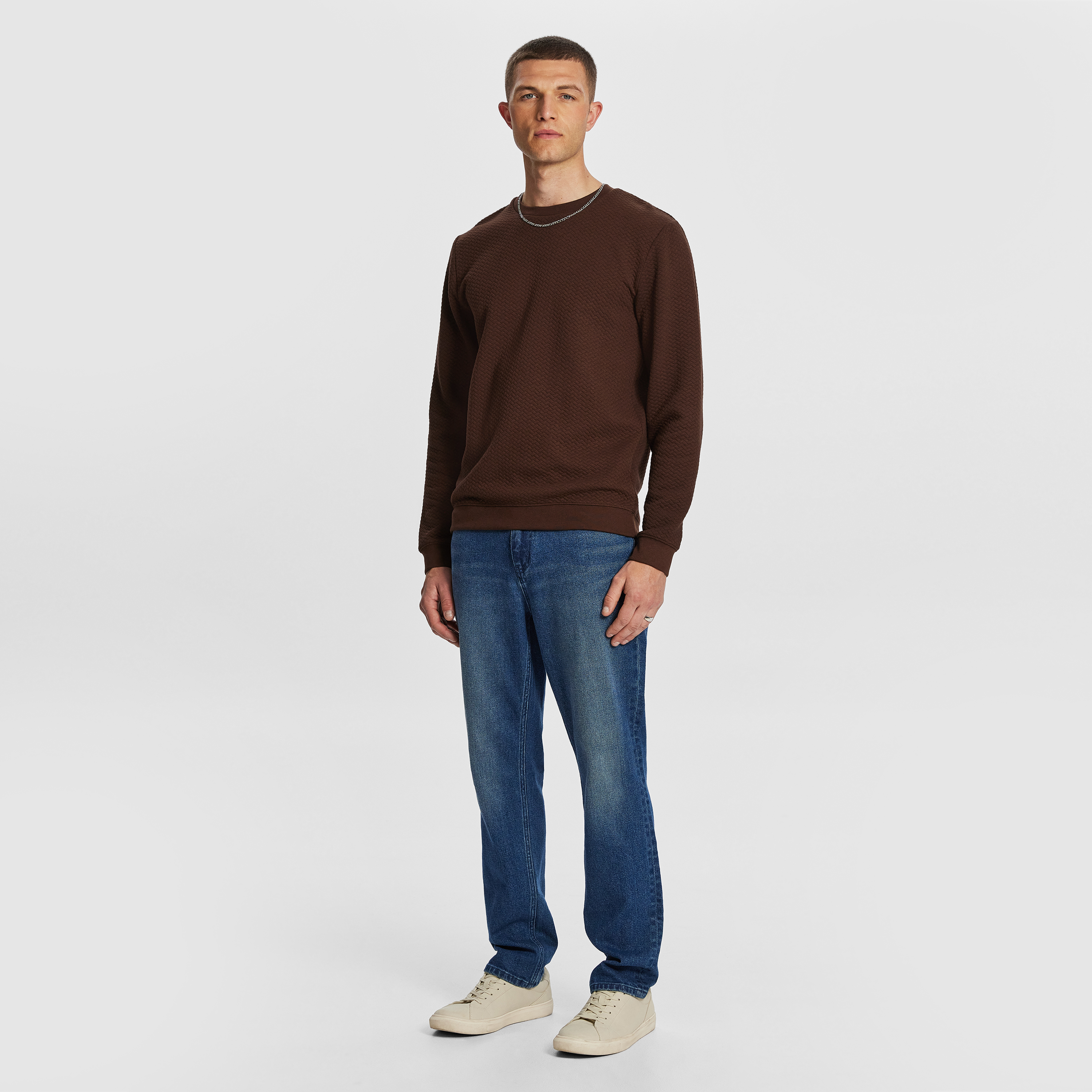 Tech Crew Neck Textured Sweatshirt