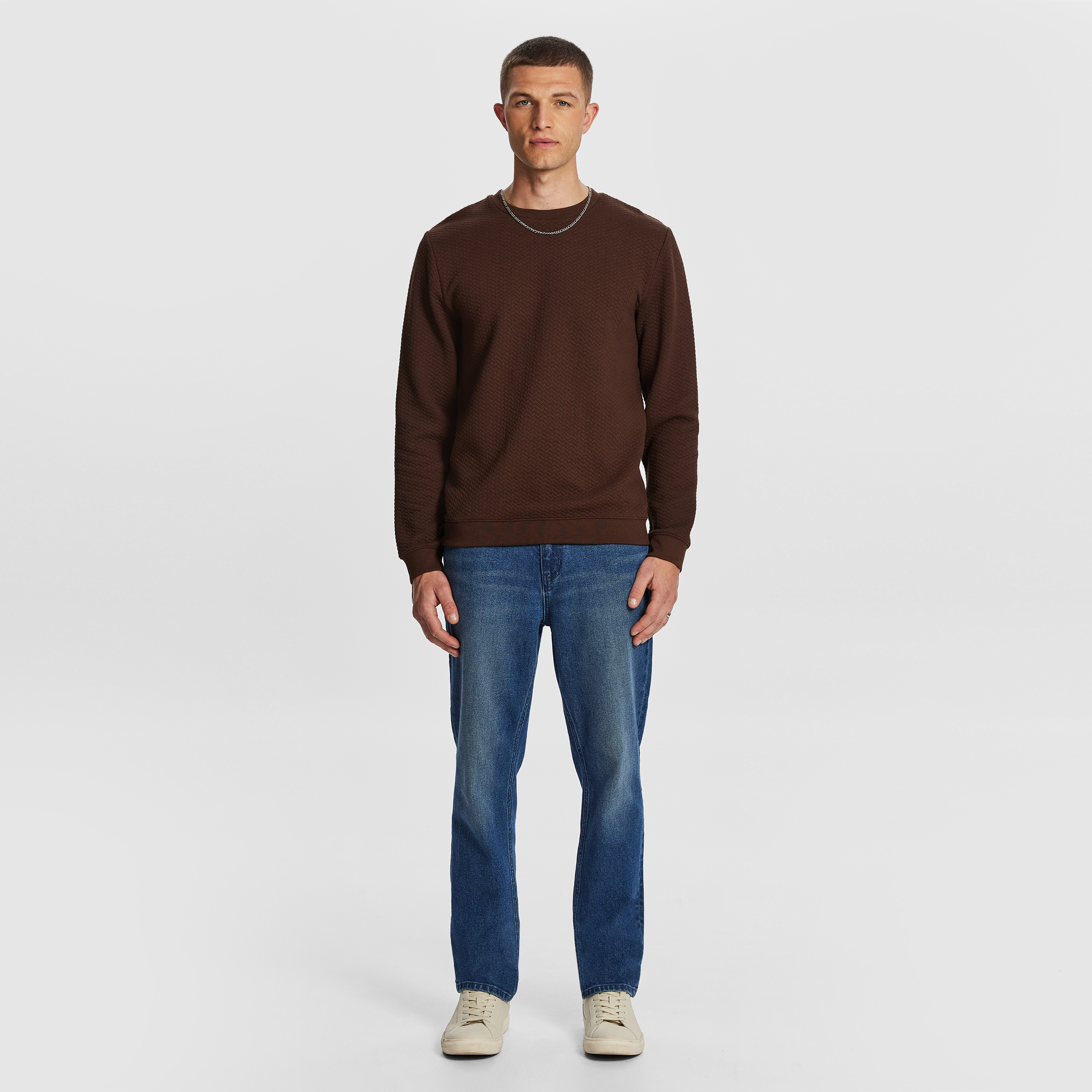 Tech Crew Neck Textured Sweatshirt