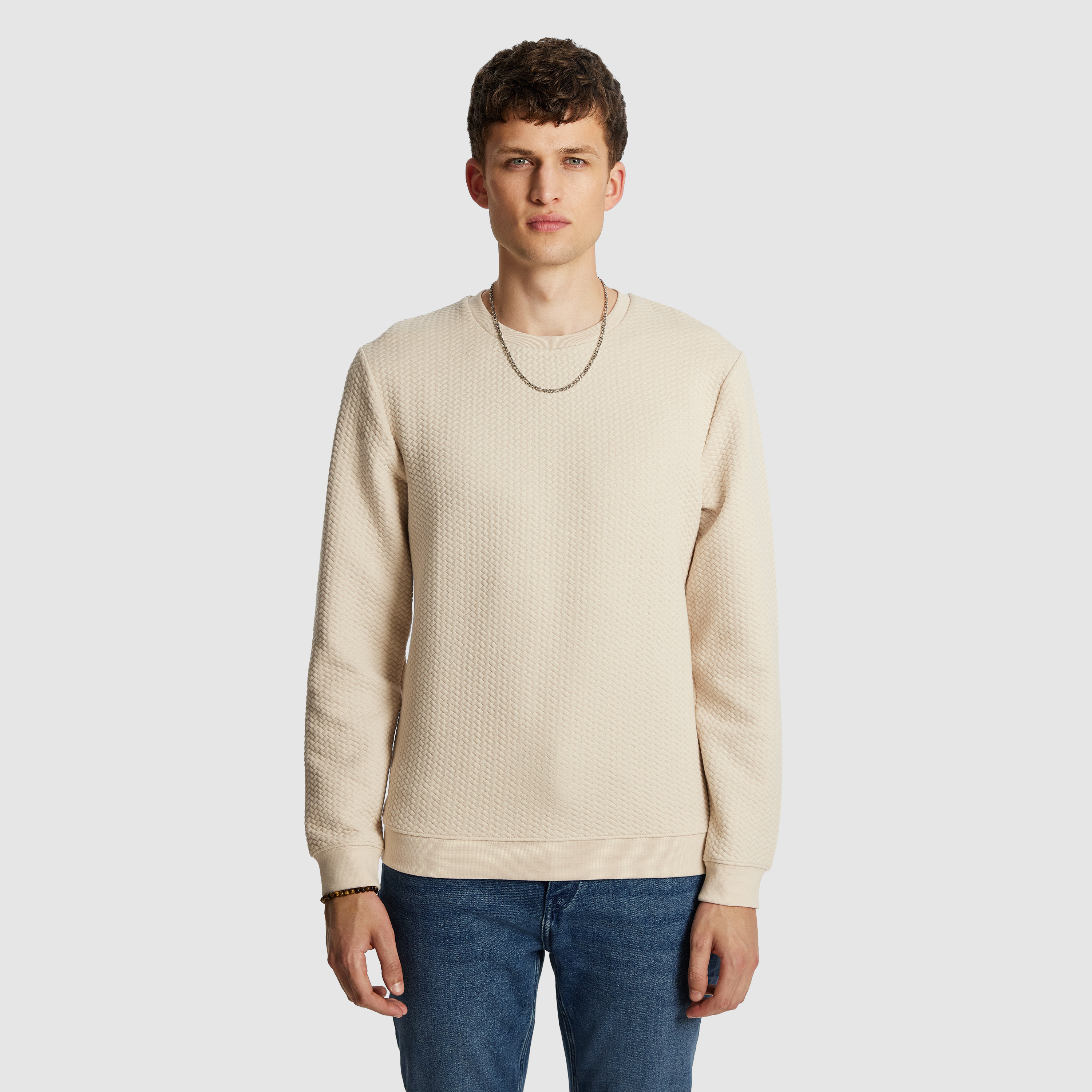 Tech Crew Neck Textured Sweatshirt