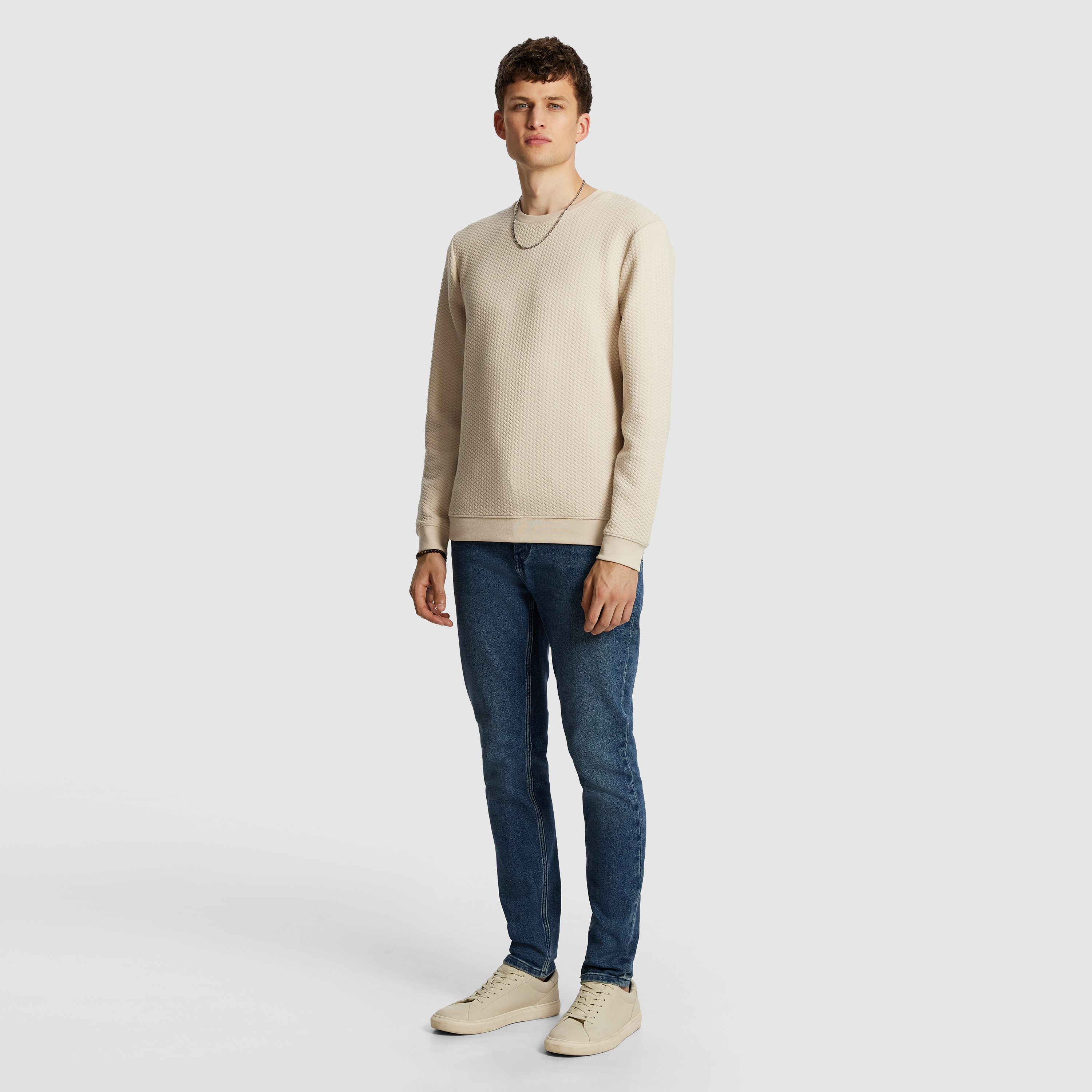 Tech Crew Neck Textured Sweatshirt