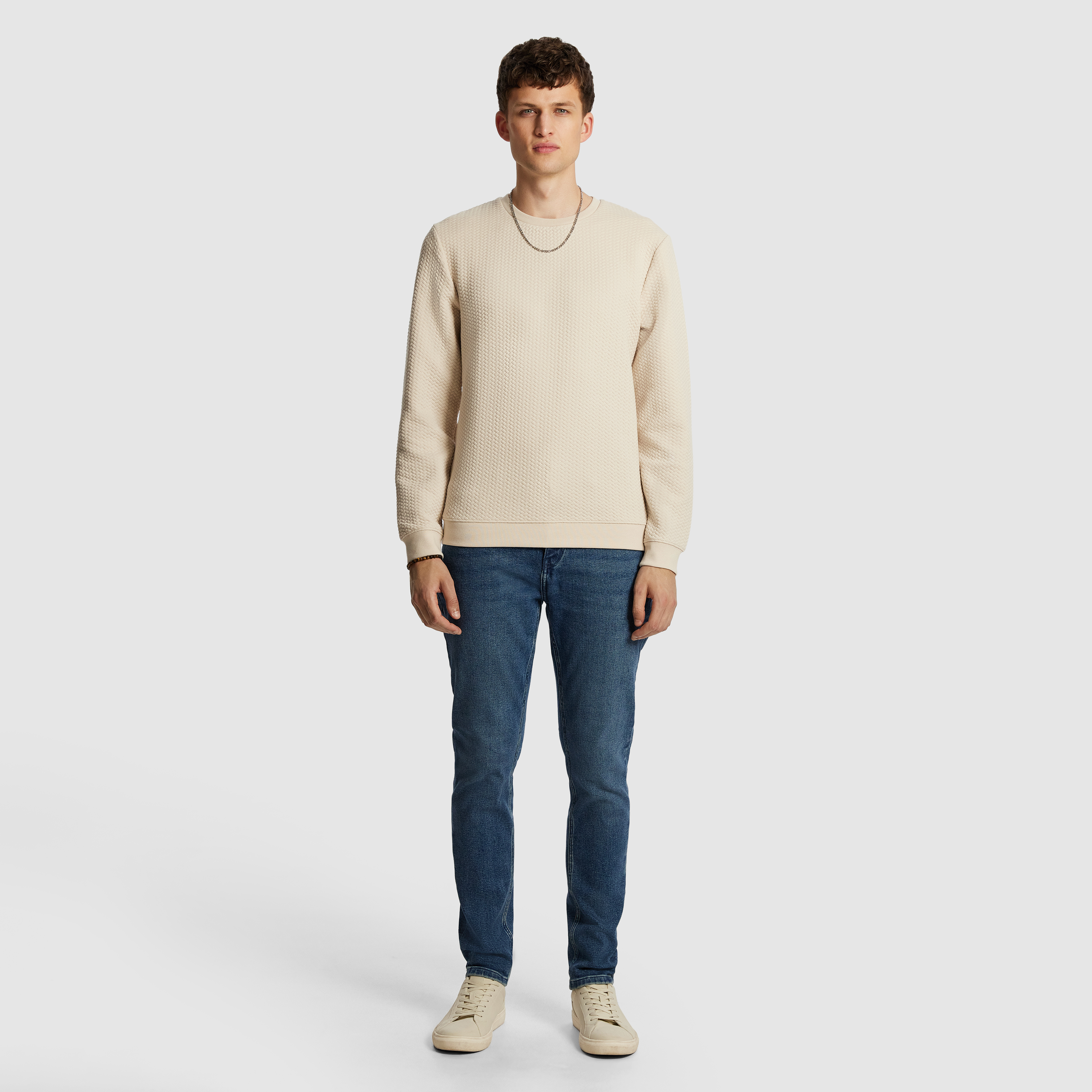 Tech Crew Neck Textured Sweatshirt
