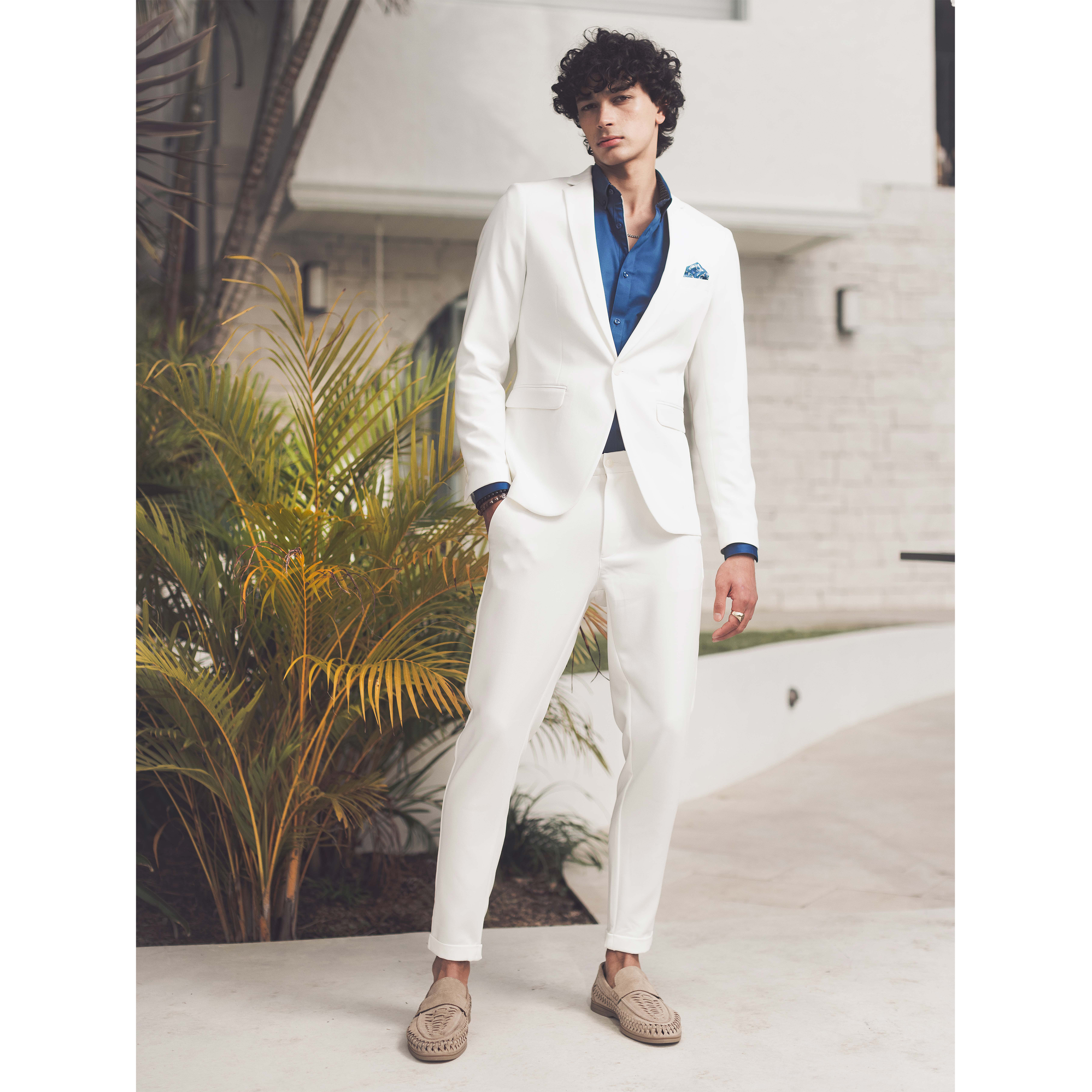 DDSP Blue Satin Men Suits Peak Lapel Embroidered Formal Suits Wedding  Evening Prom Blazer Jacket Pants Vest Made Suits Men Color  White Size   XL  Amazoncombe Fashion