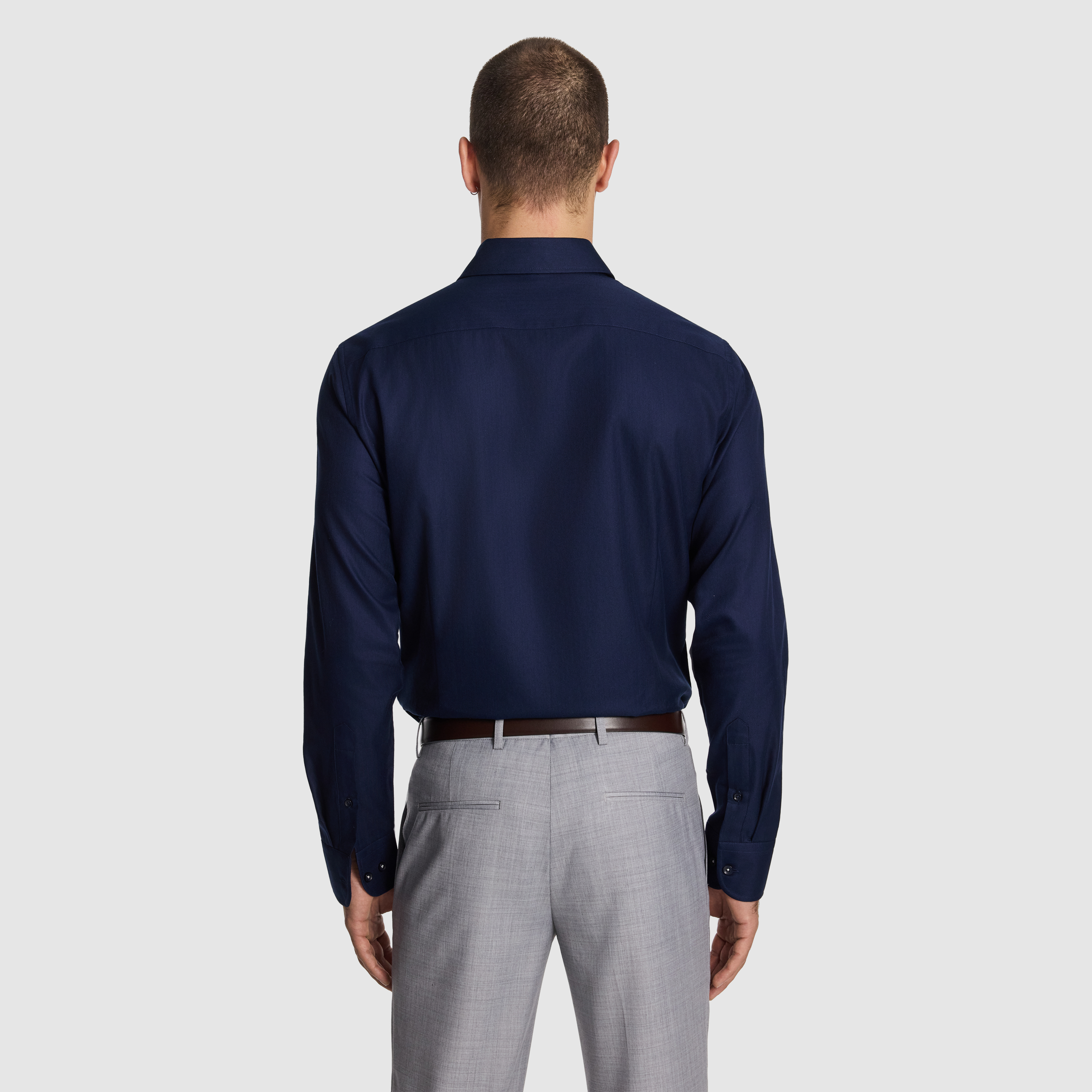 Navy Monaco Pure Cotton Textured Dress Shirt
